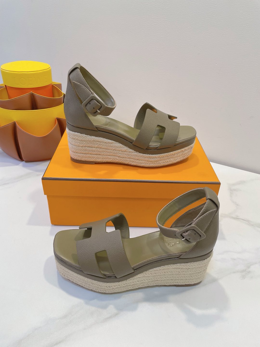 HM  Elda espadrille Army Green Cowhide 212236