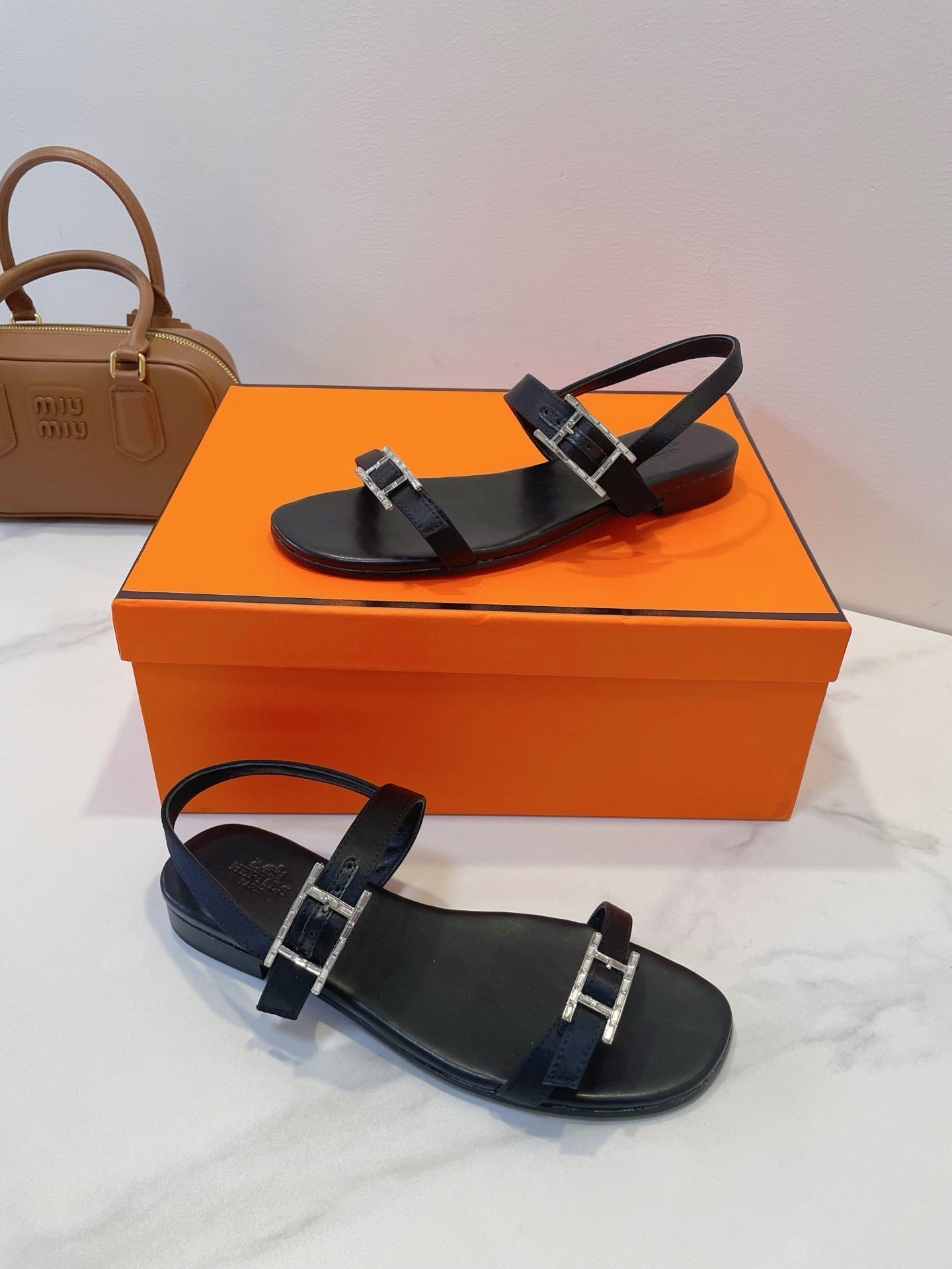 HM Paris Sandals Black Lamskin 374209