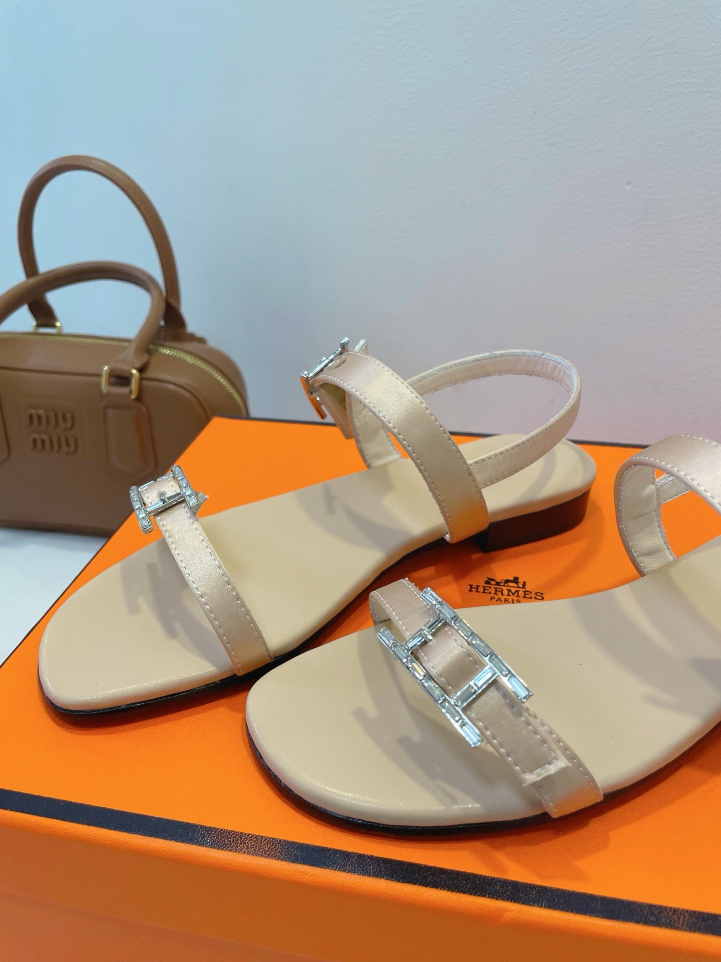 HM Paris Sandals Beige Lamskin 374210