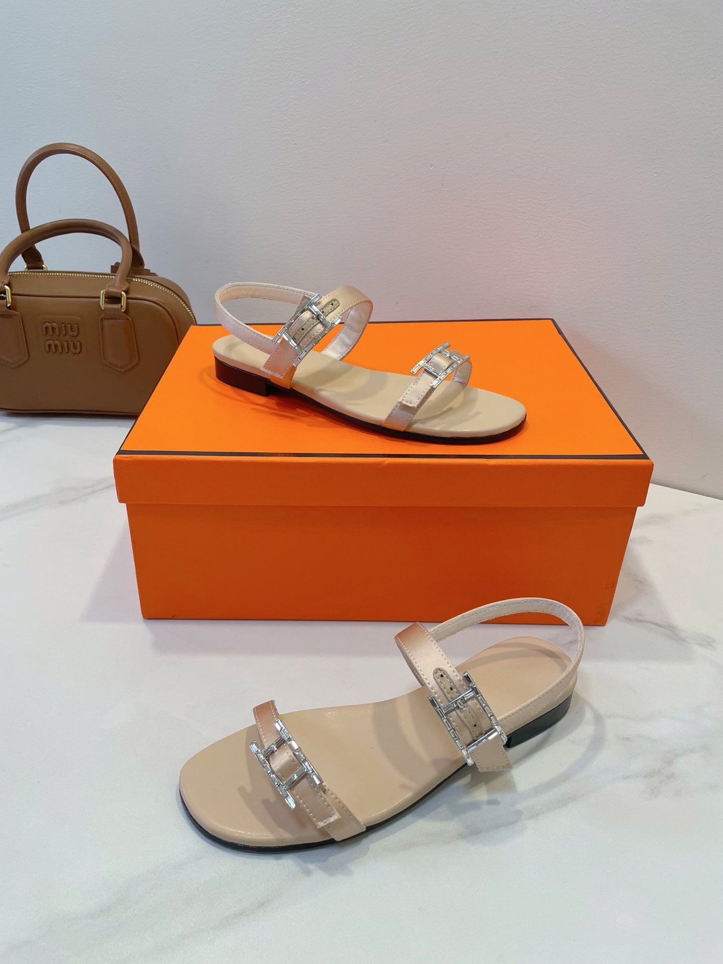 HM Paris Sandals Beige Lamskin 374210