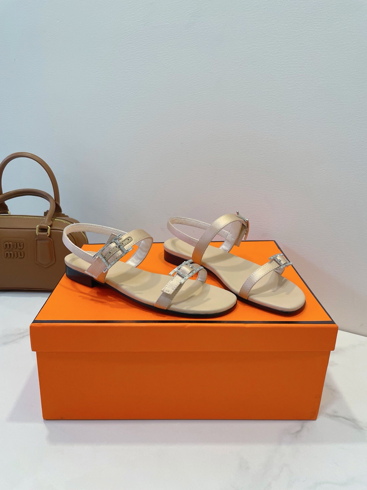 HM Paris Sandals Beige Lamskin 374210