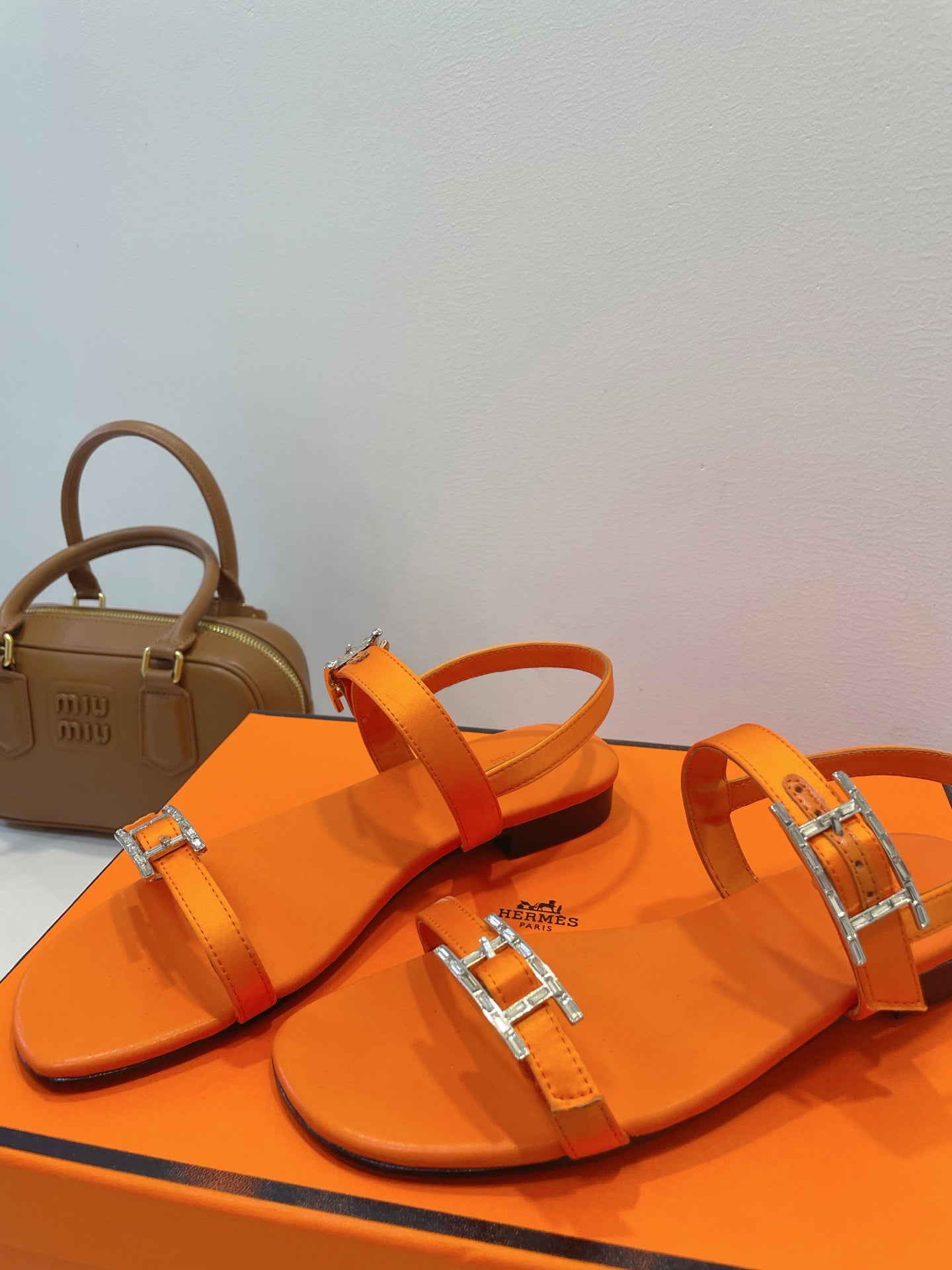 HM Paris Sandals Orange Lamskin 374208