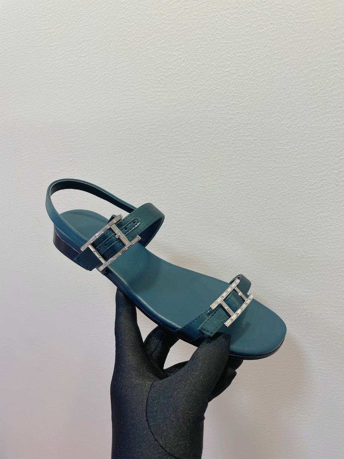 HM Paris Sandals Navy Blue Lamskin 374211