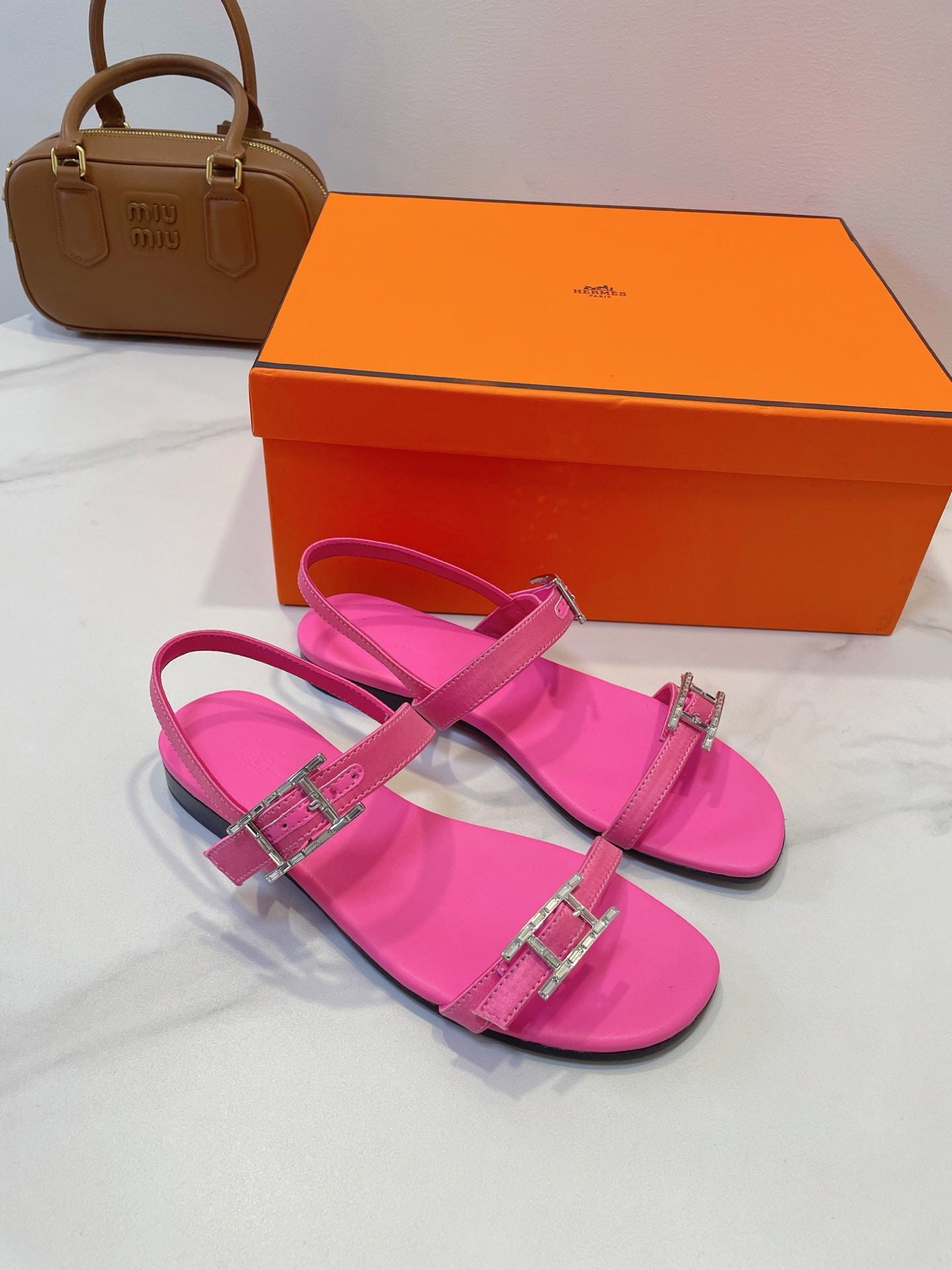 HM Paris Sandals Pink Lamskin 374213