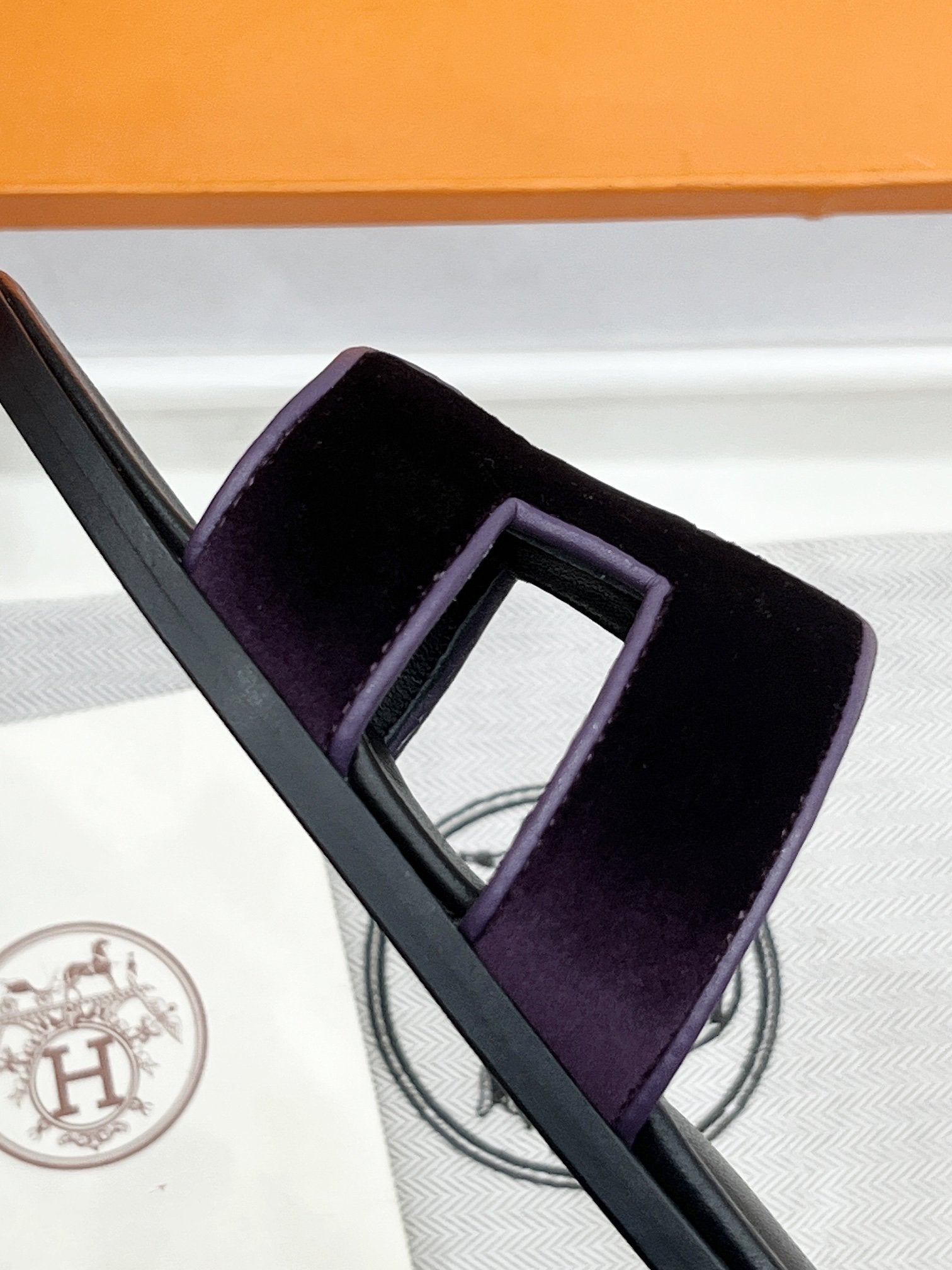 0ran sandal purple velvet goatskin