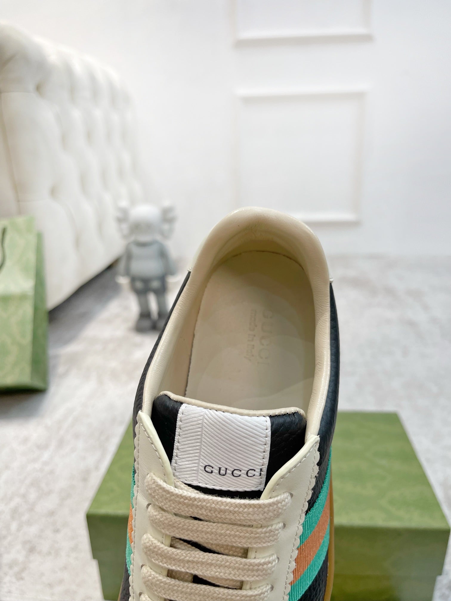 GG Men's Web Sneaker Black Cowhide Suede 853917