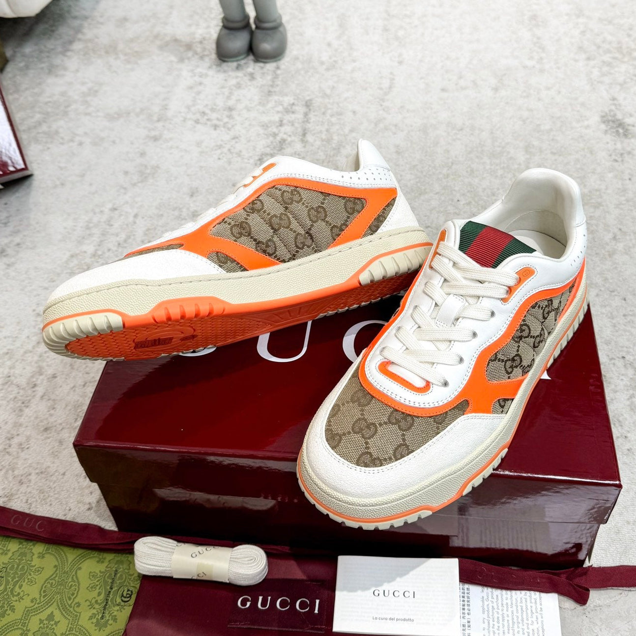 GG Men's Re-Web Sneaker Brown Orange Canvas 534250