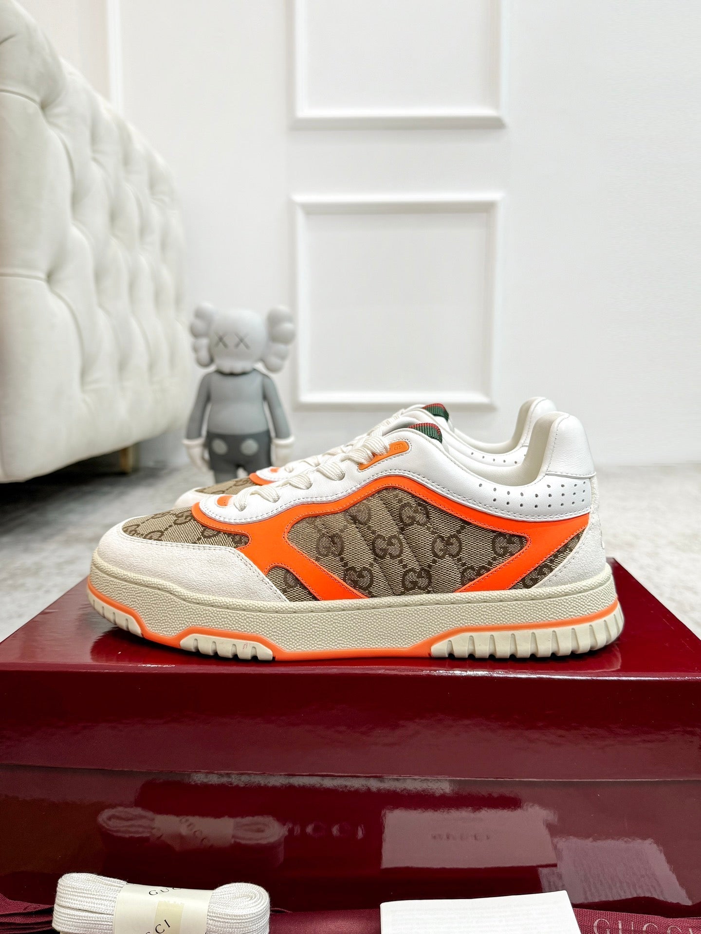 GG Men's Re-Web Sneaker Brown Orange Canvas 534250