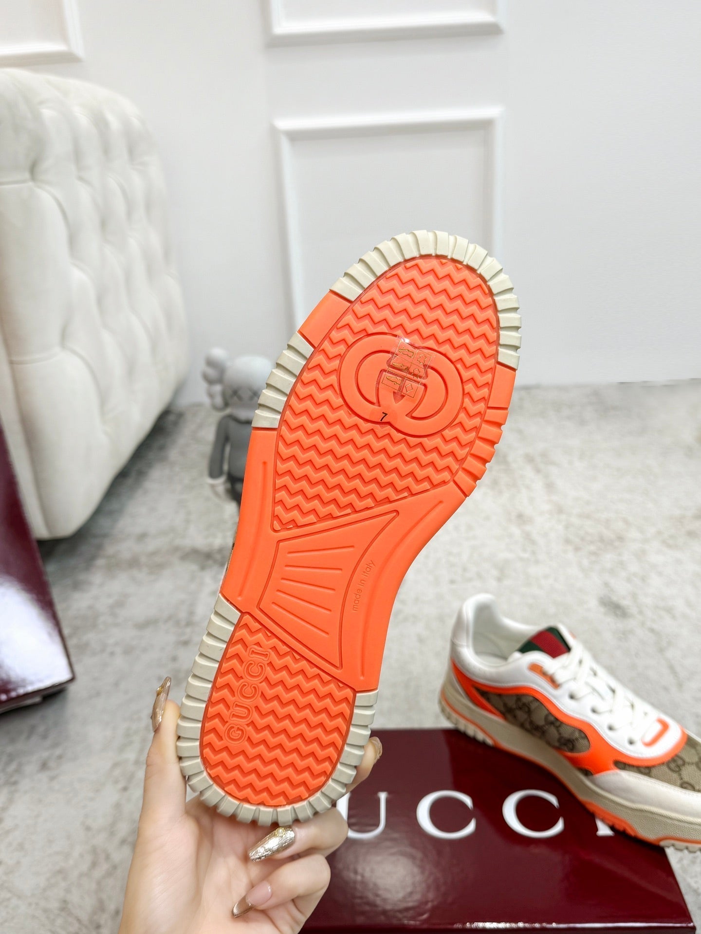 GG Men's Re-Web Sneaker Brown Orange Canvas 534250