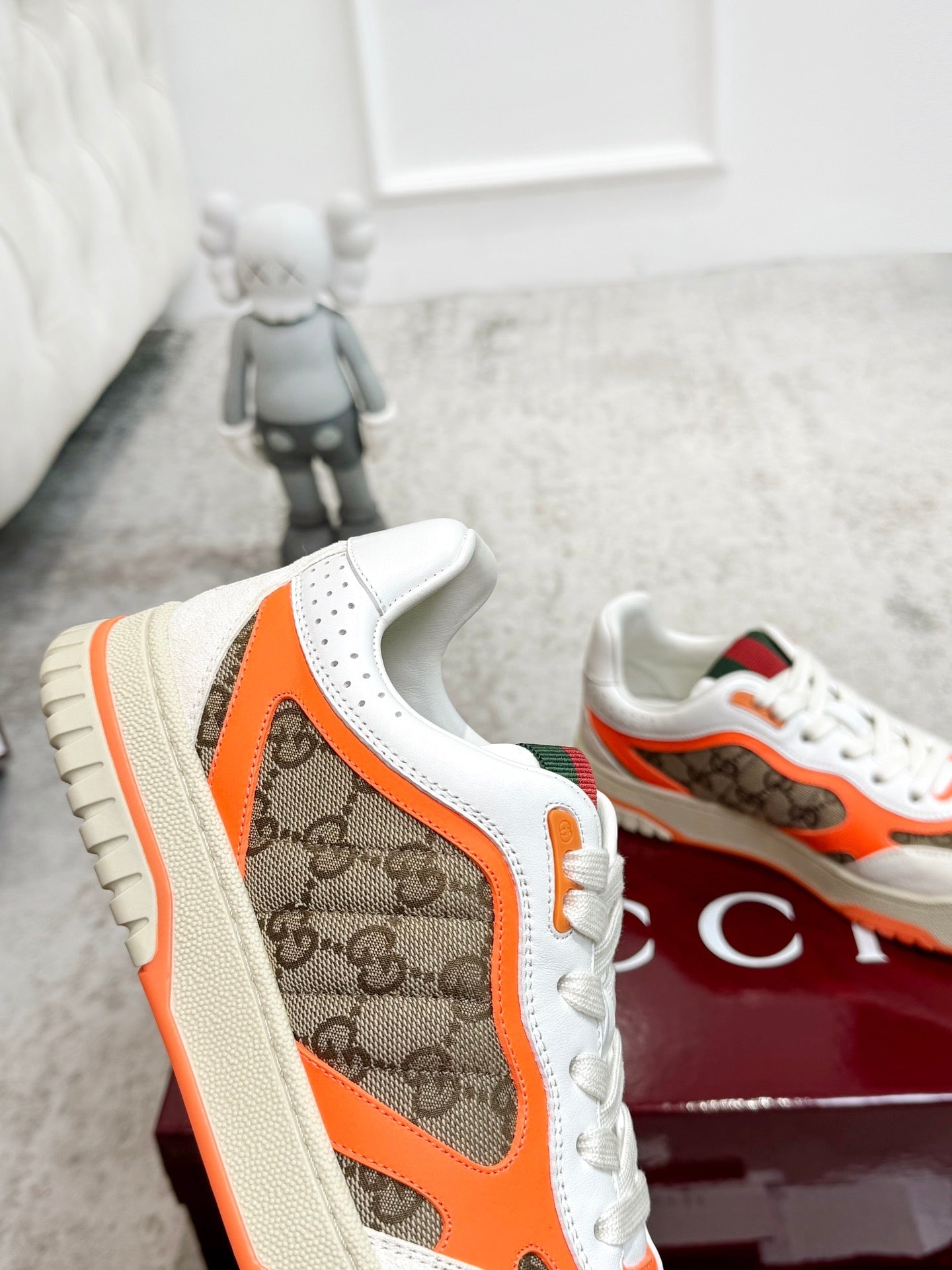 GG Men's Re-Web Sneaker Brown Orange Canvas 534250