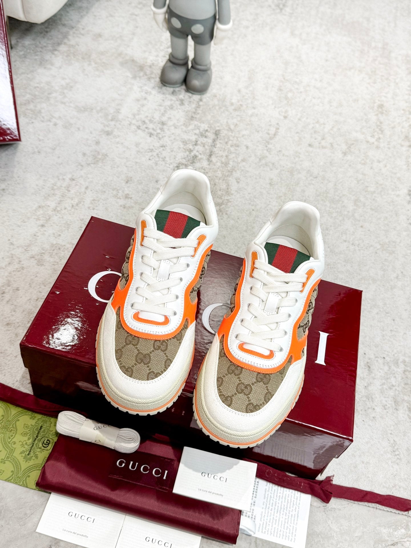 GG Men's Re-Web Sneaker Brown Orange Canvas 534250