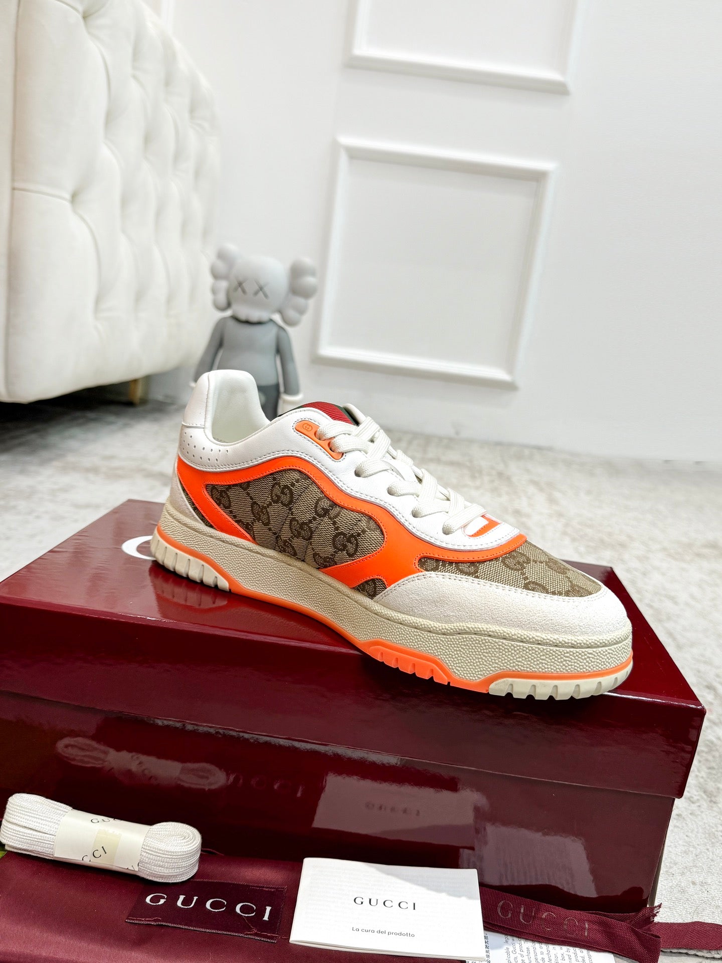 GG Men's Re-Web Sneaker Brown Orange Canvas 534250