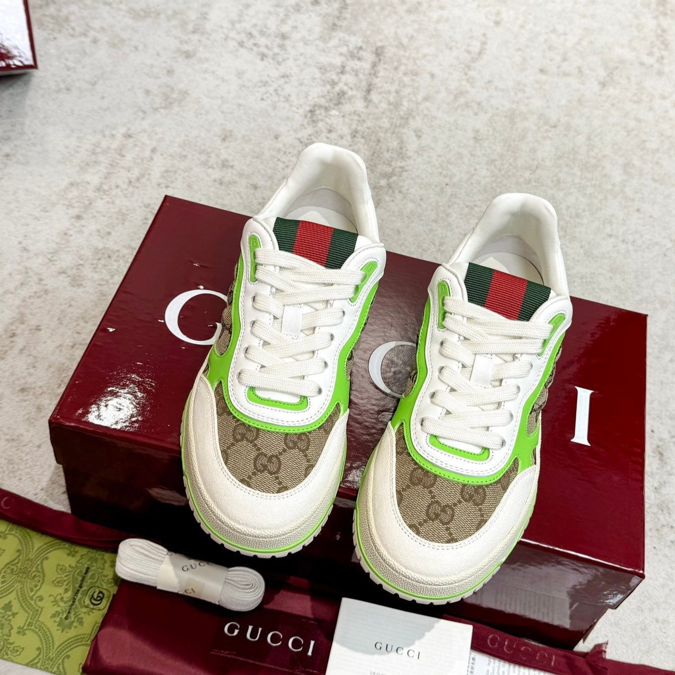 GG Men's Re-Web Sneaker Brown Green Canvas 534251