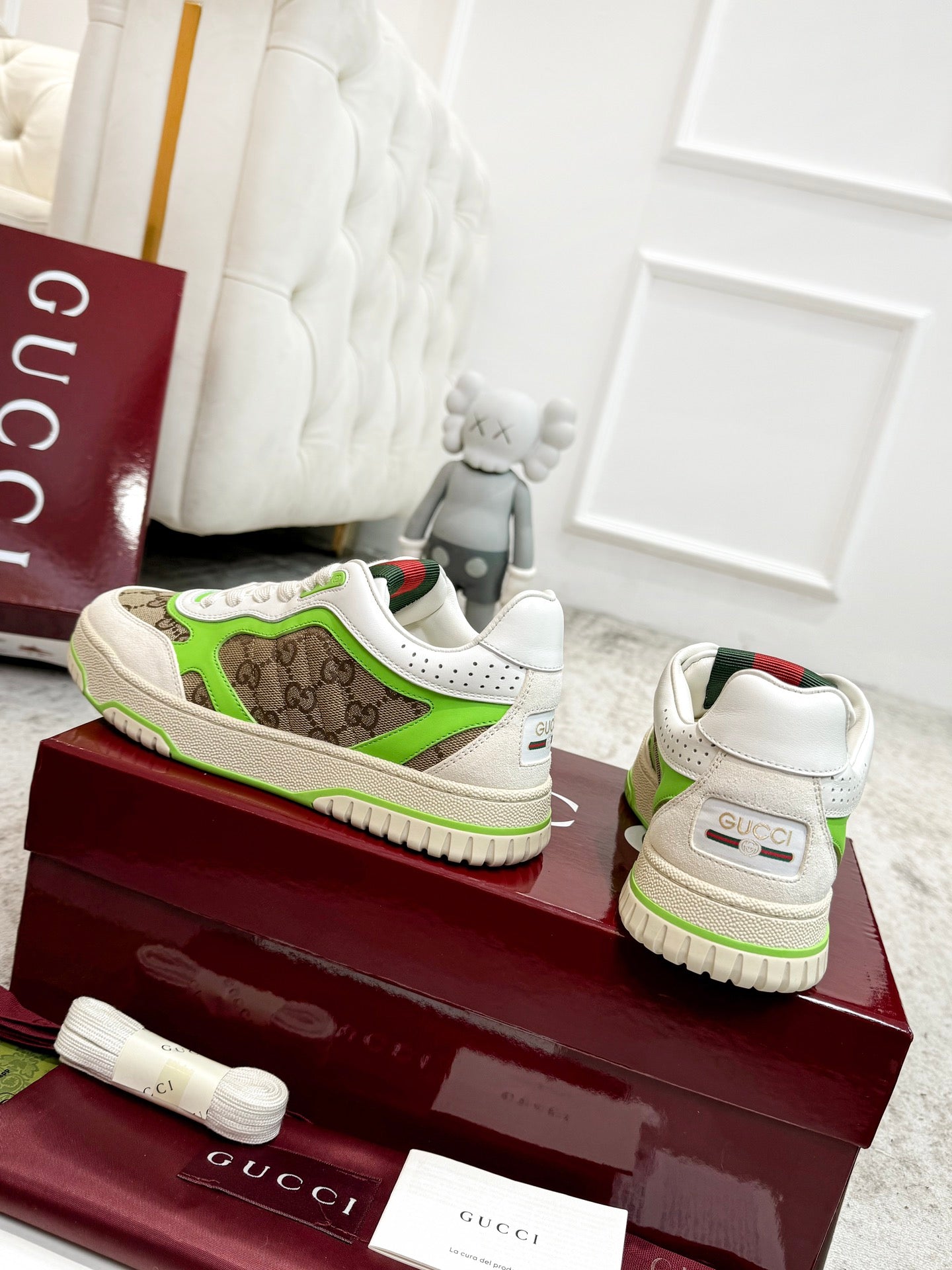 GG Men's Re-Web Sneaker Brown Green Canvas 534251