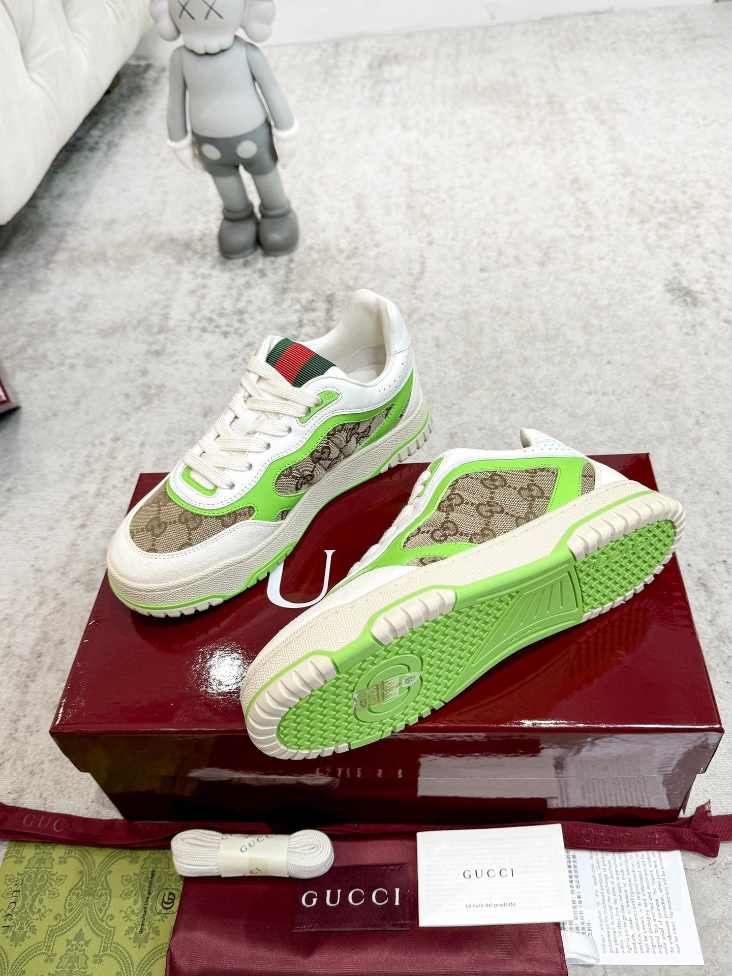 GG Men's Re-Web Sneaker Brown Green Canvas 534251