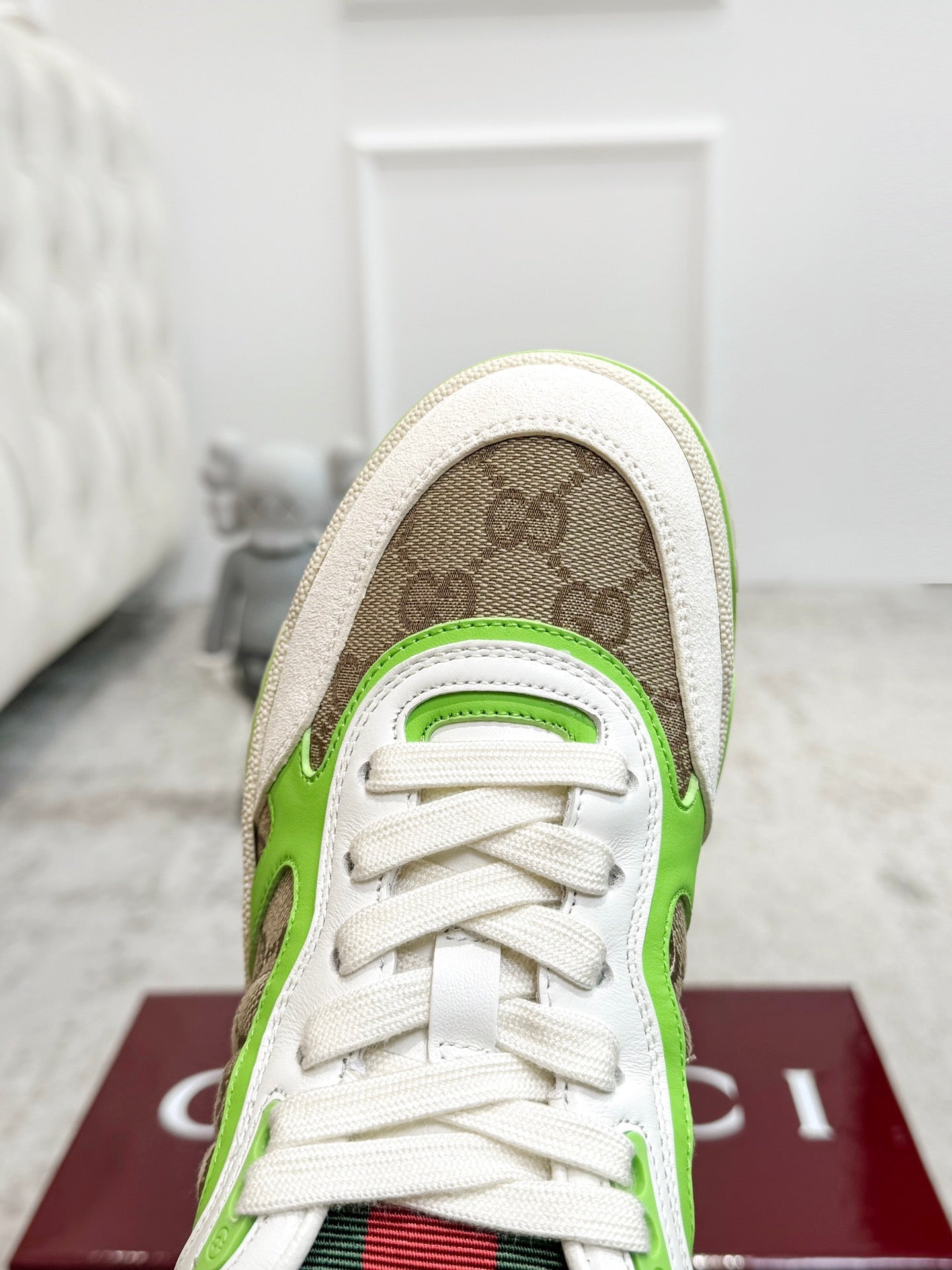 GG Men's Re-Web Sneaker Brown Green Canvas 534251