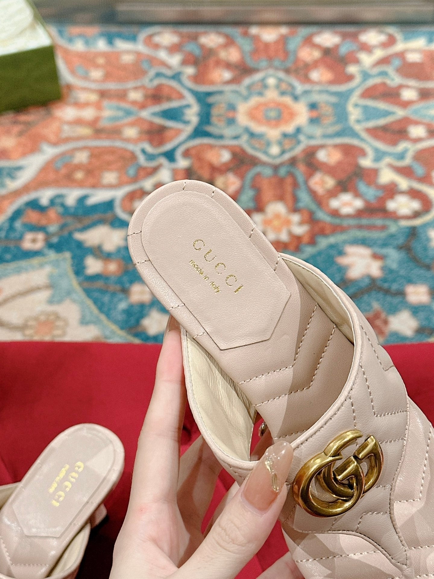 HIGH THONG MULE 55MM IN BEIGE CREAM CALFSKIN WITH GOLD HARDWARE