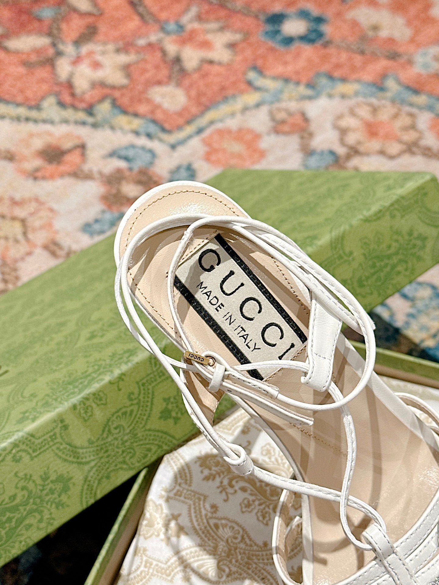 GG CRYSTAL HORSEBIT SANDAL WHITE LAMBSKIN