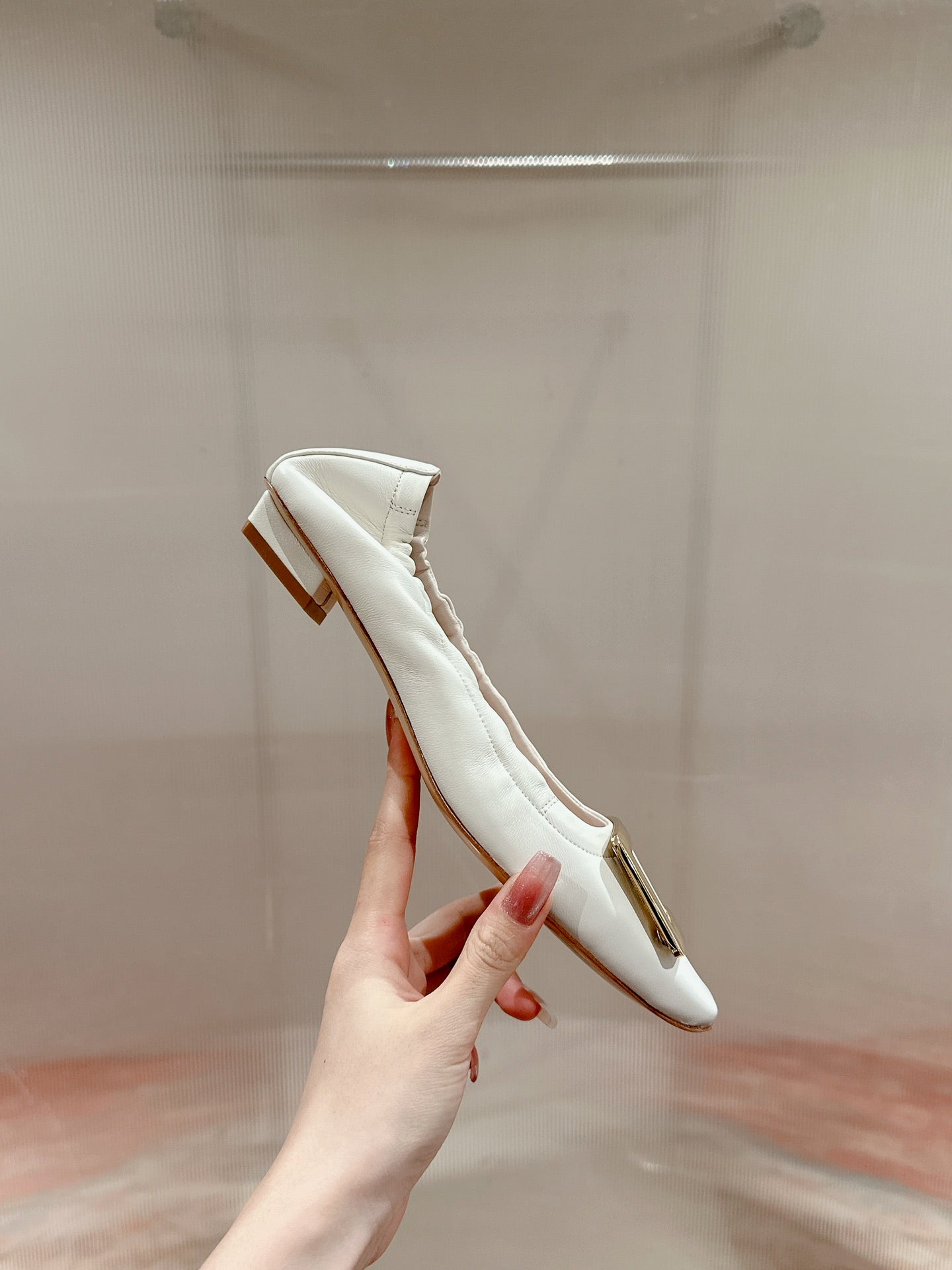 Viv Ballet Flats White Imported Lambskin 247130
