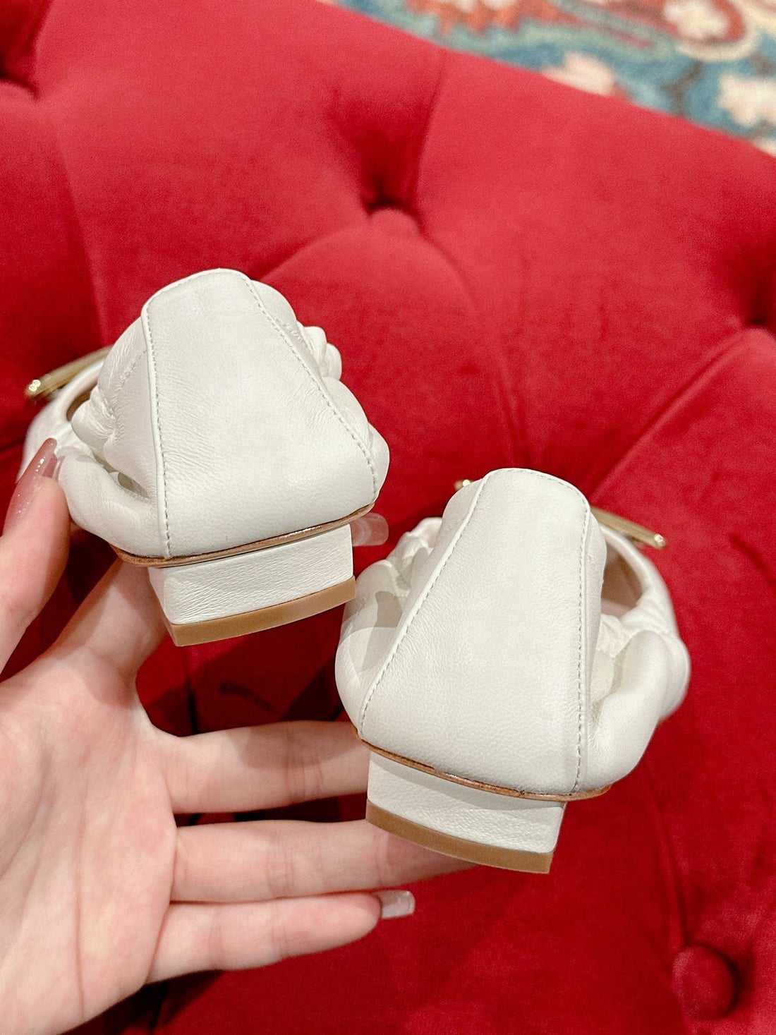 Viv Ballet Flats White Imported Lambskin 247130