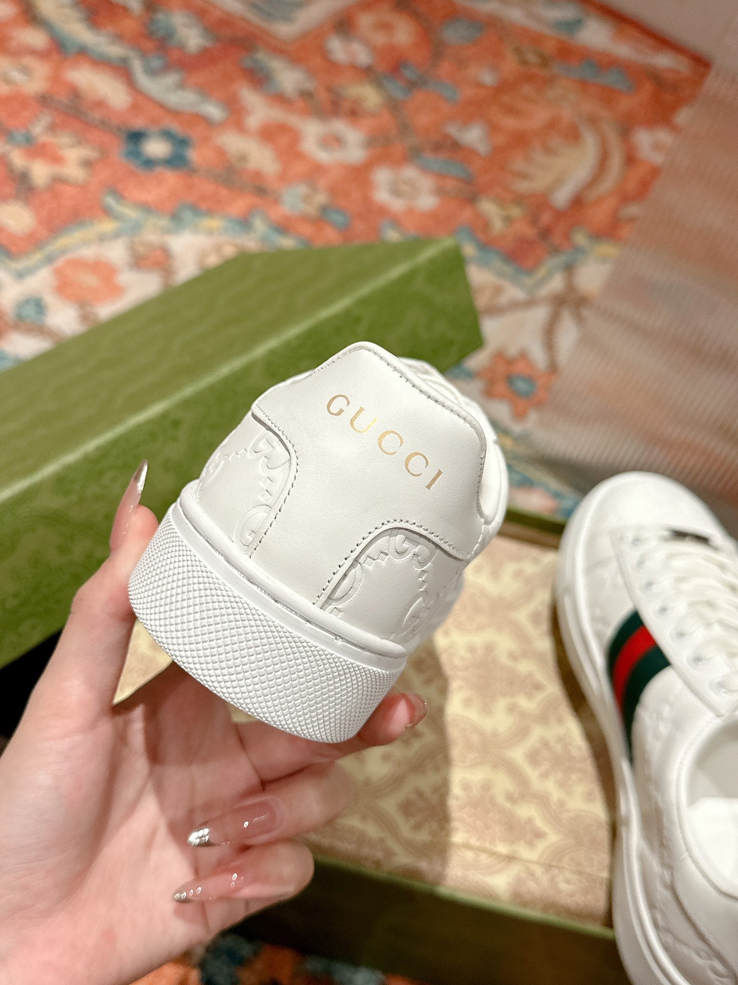 GG Ace Sneaker White Monogram Empreinte Calfskin