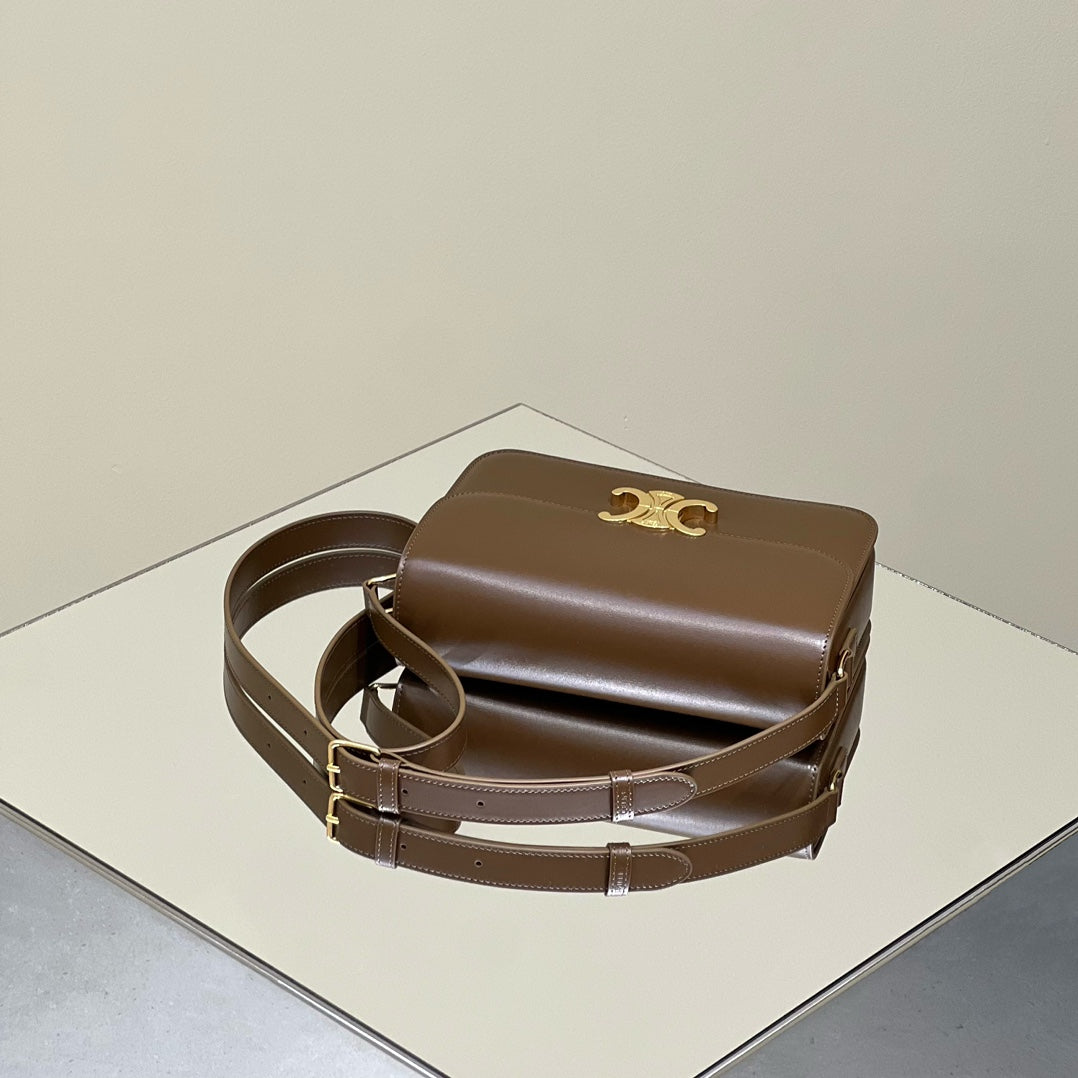 MINI CLAUDE 22 SHINY CALFSKIN CHOCOLATE BROWN