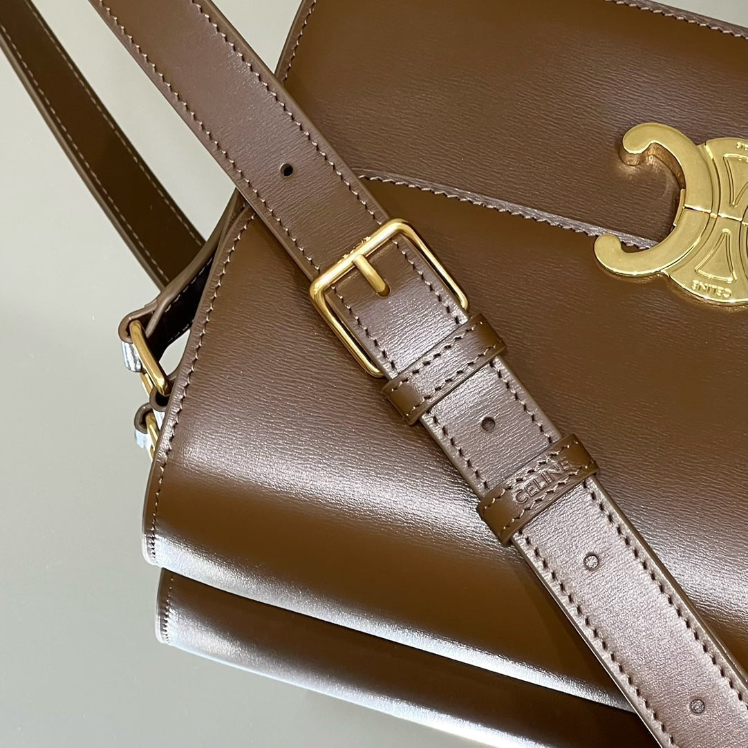 MINI CLAUDE 22 SHINY CALFSKIN CHOCOLATE BROWN