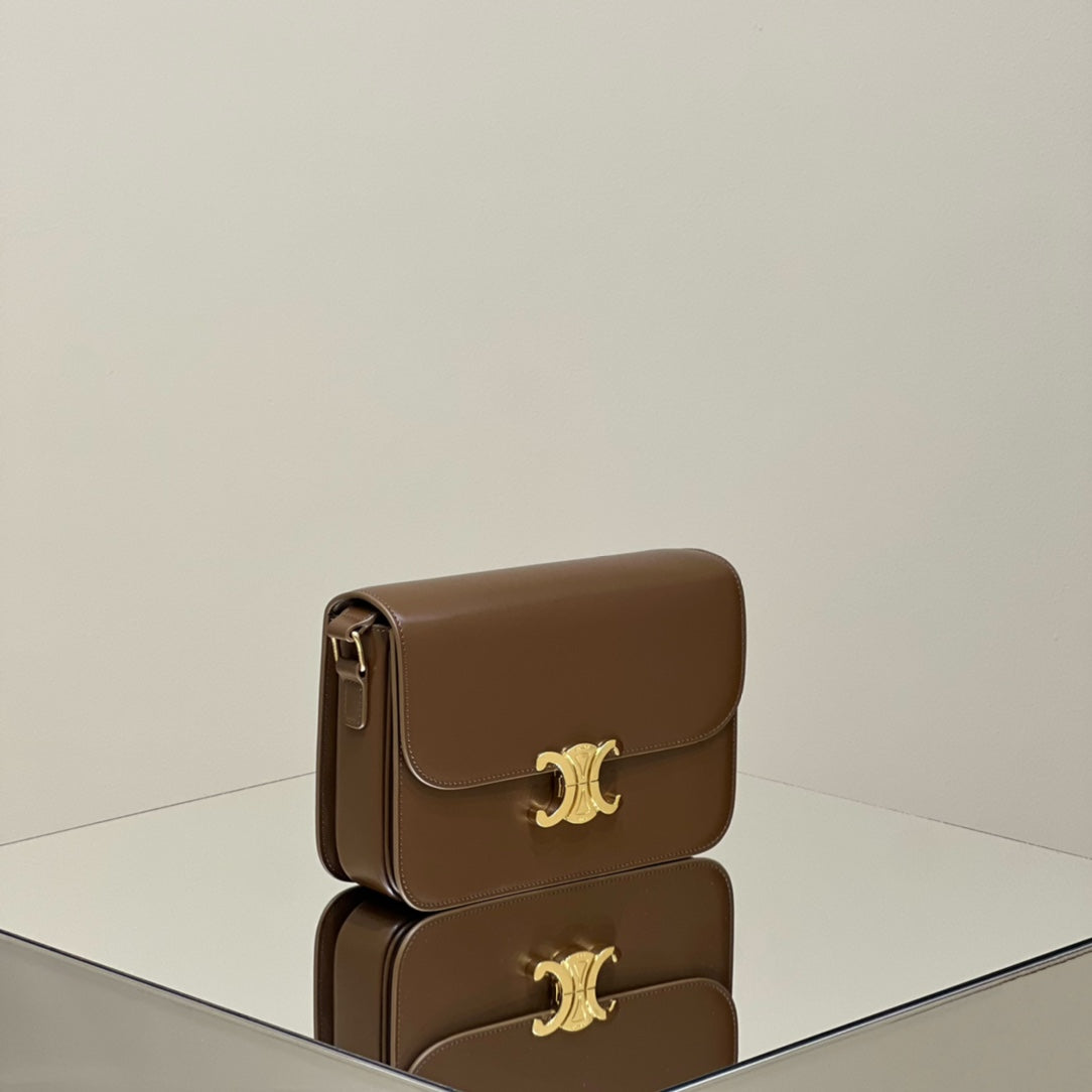 MINI CLAUDE 22 SHINY CALFSKIN CHOCOLATE BROWN