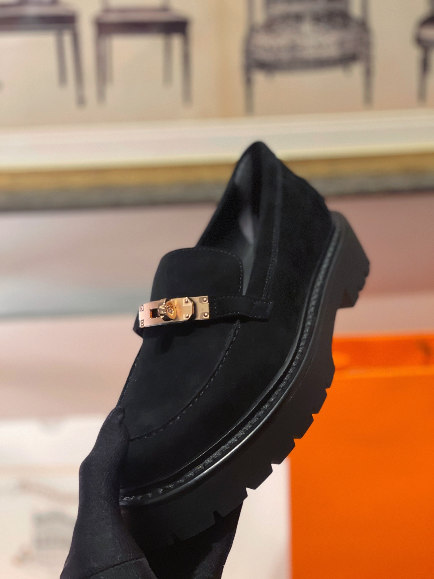 HM Icone Loafer In Black Suede 100094