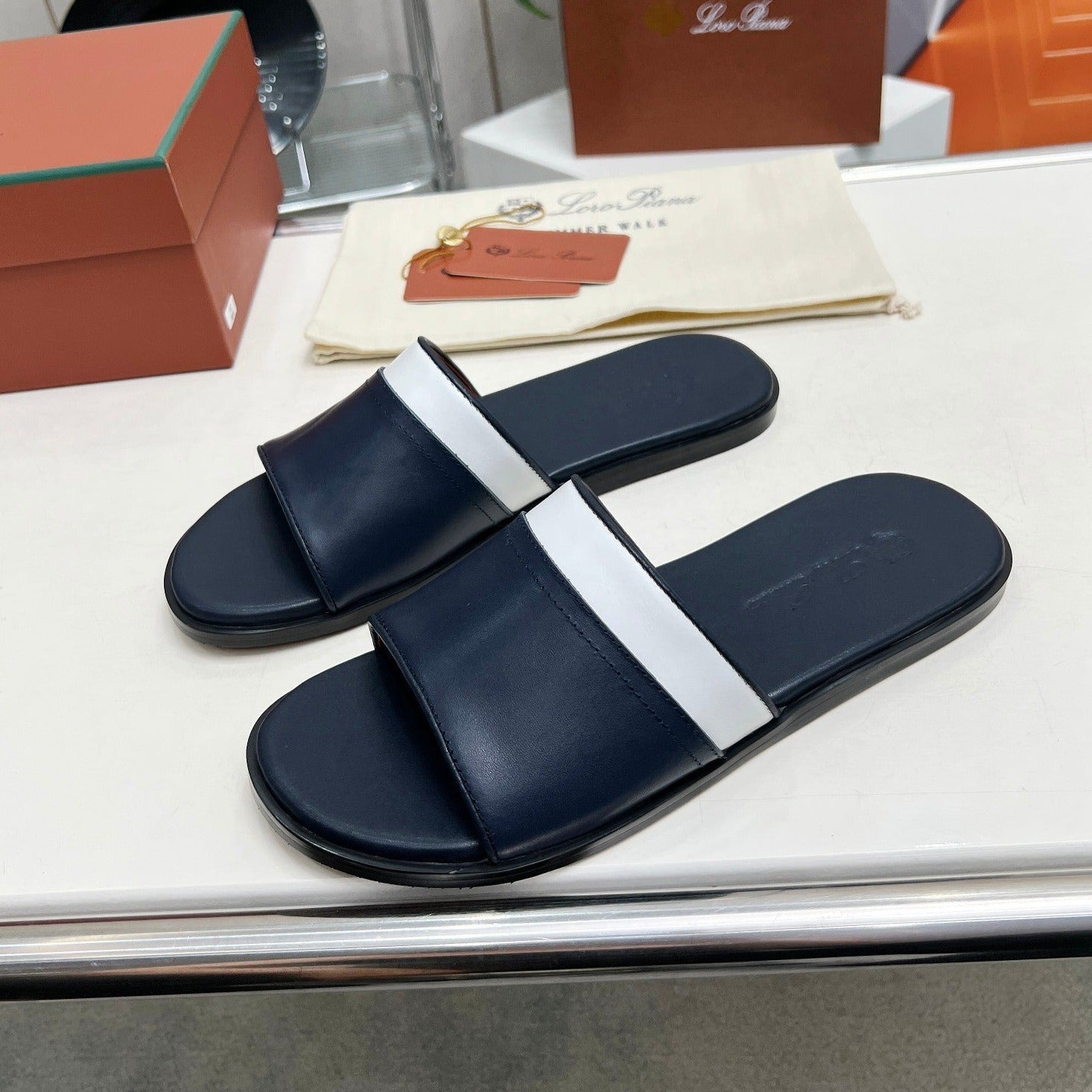 LP SLIPPER PATHON DENIM COLOR CALFSKIN