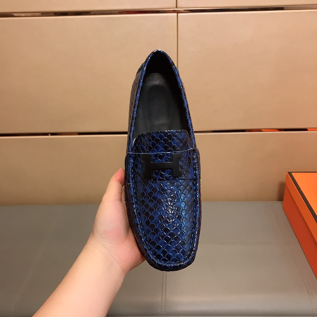 HM Men's Loafer Navy Blue Cowhide 529720
