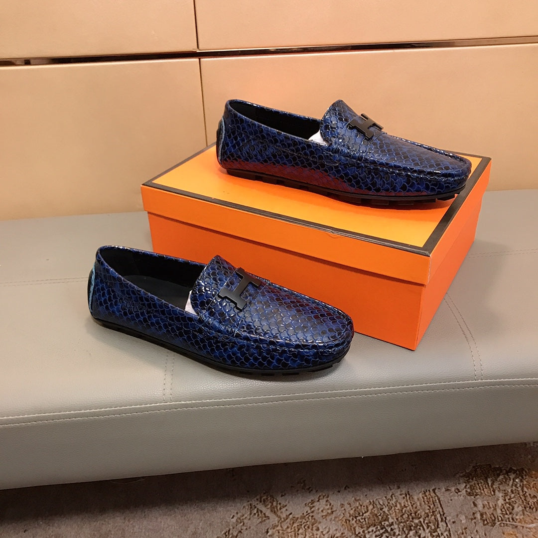 HM Men's Loafer Navy Blue Cowhide 529720