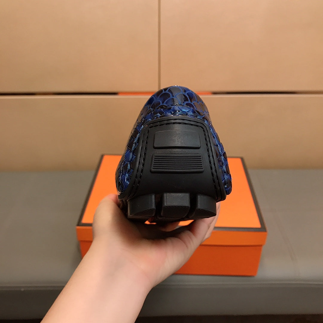 HM Men's Loafer Navy Blue Cowhide 529720