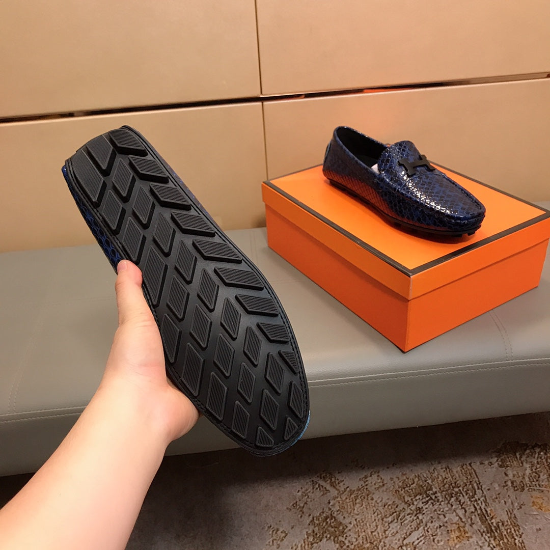 HM Men's Loafer Navy Blue Cowhide 529720