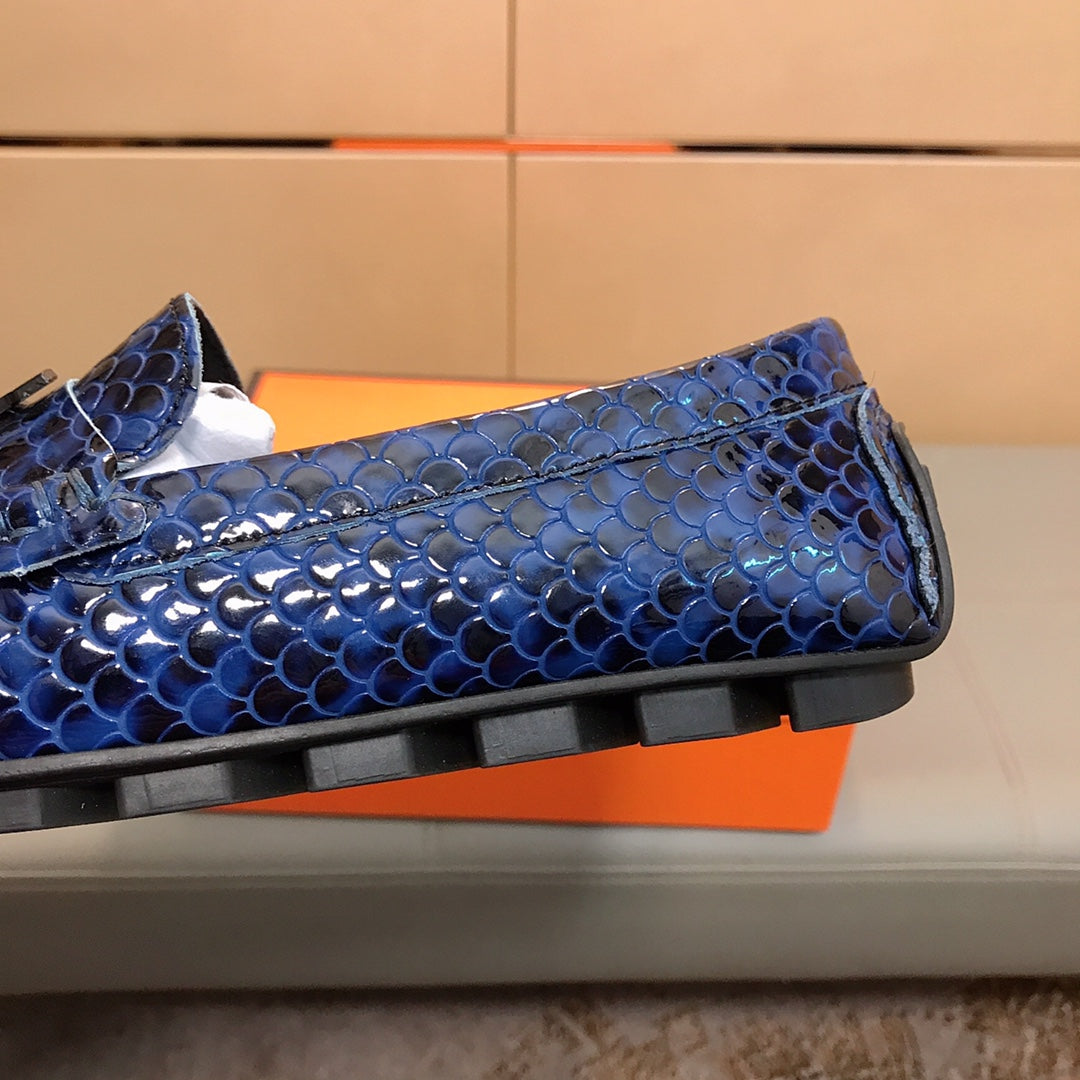 HM Men's Loafer Navy Blue Cowhide 529720