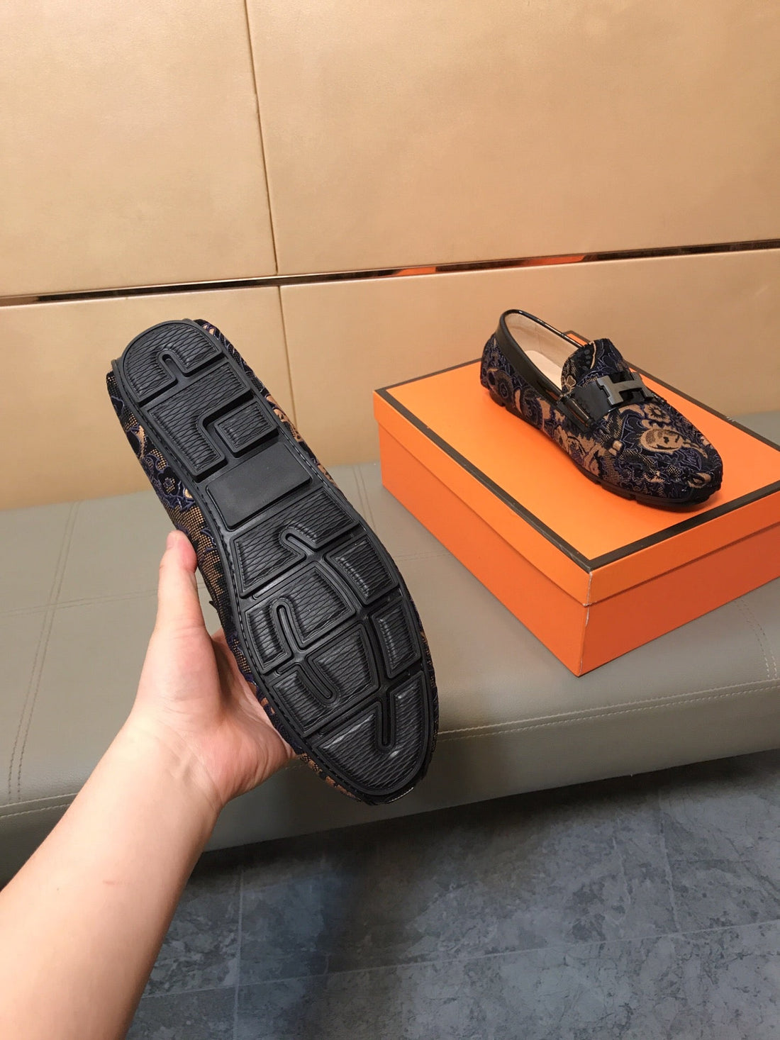 HM Men's Flower Loafer Multicolor Printed Fabric Pigskin 685513