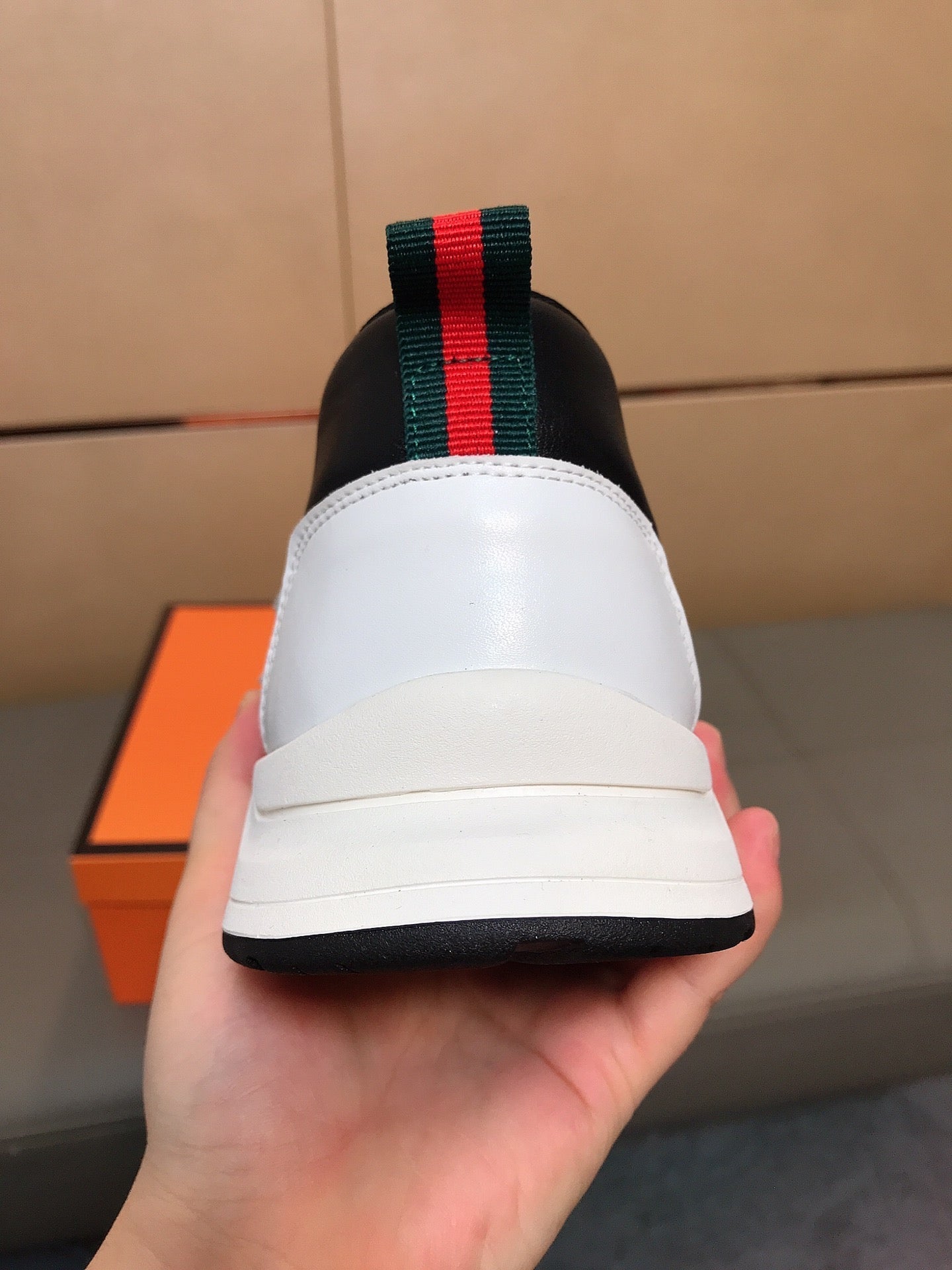 GG Men's Slip on White Brown Cowhide Canvas 530404