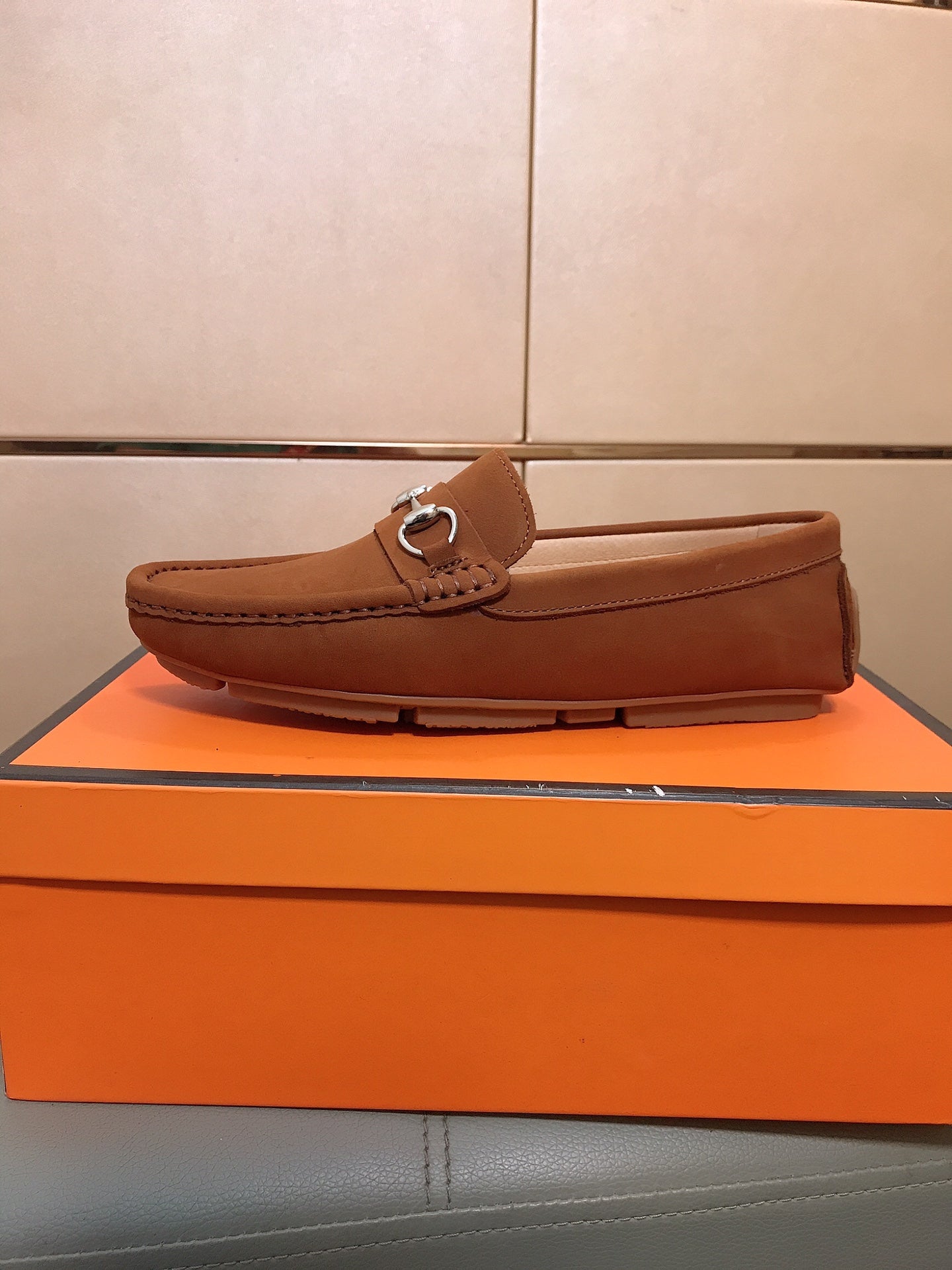 GG Men's Flat Loafer Brown Suede 523213