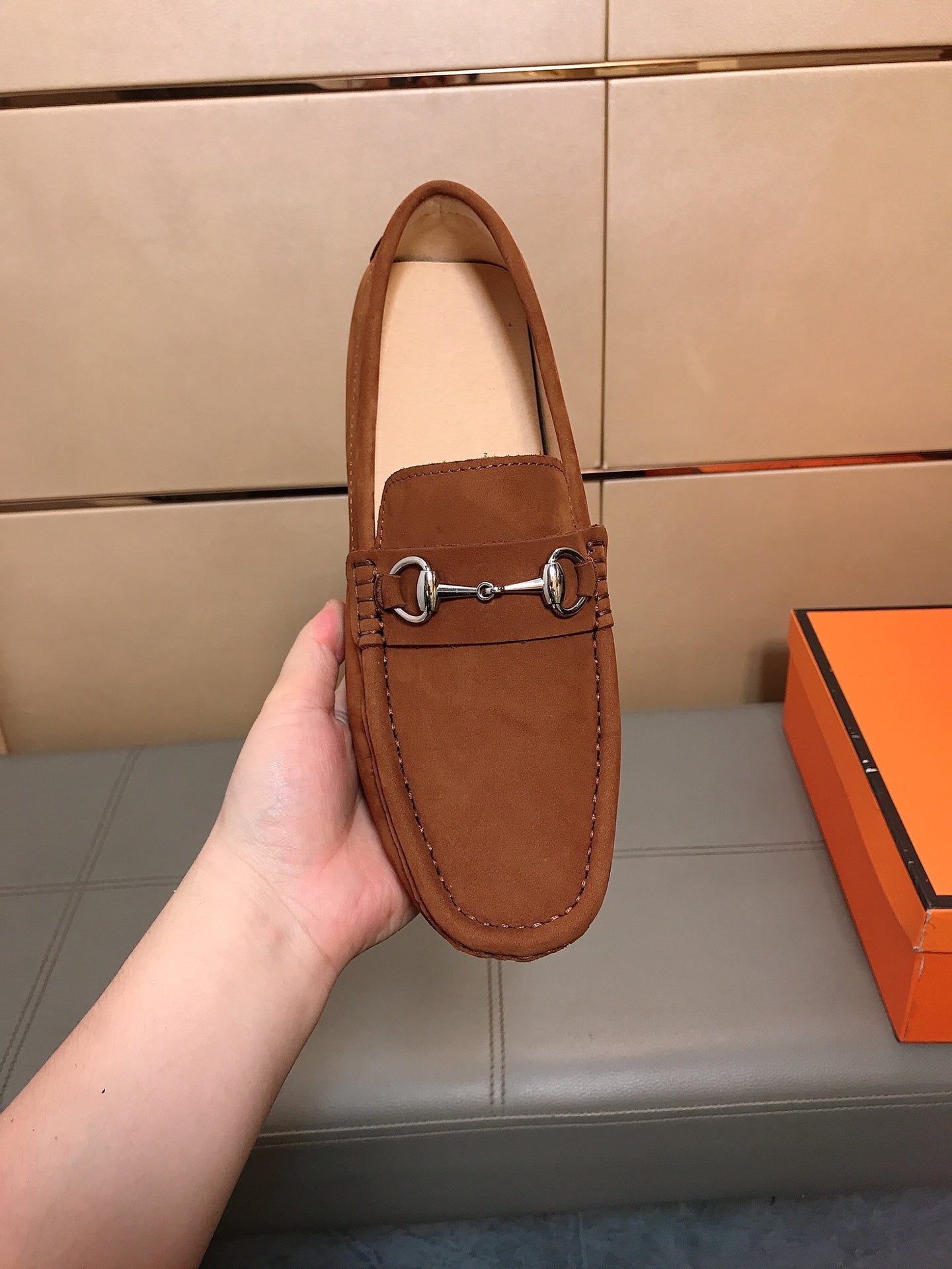 GG Men's Flat Loafer Brown Suede 523213