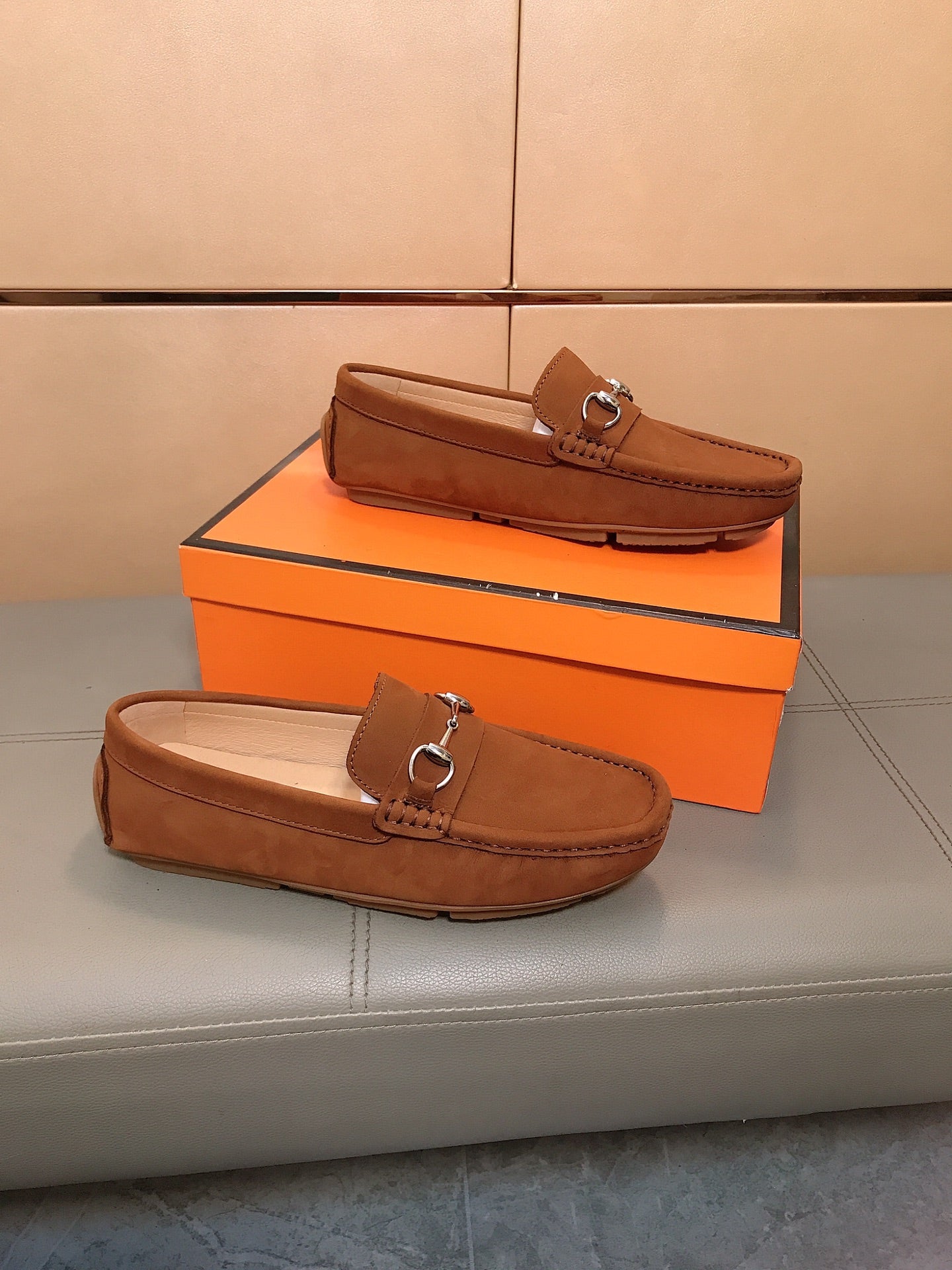 GG Men's Flat Loafer Brown Suede 523213