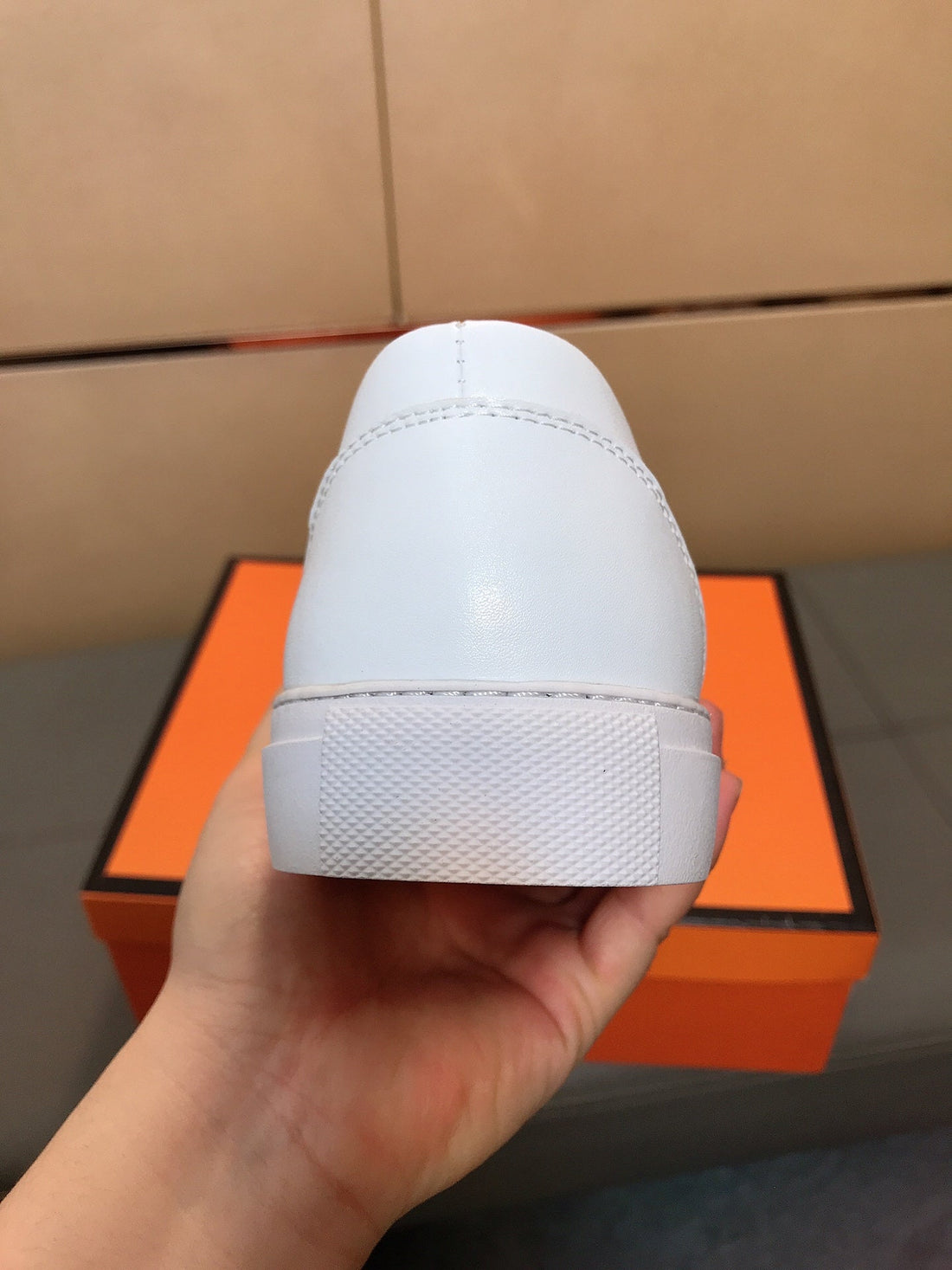 HM Men's Loafer White Black Printed Fabrics Rubber 590008