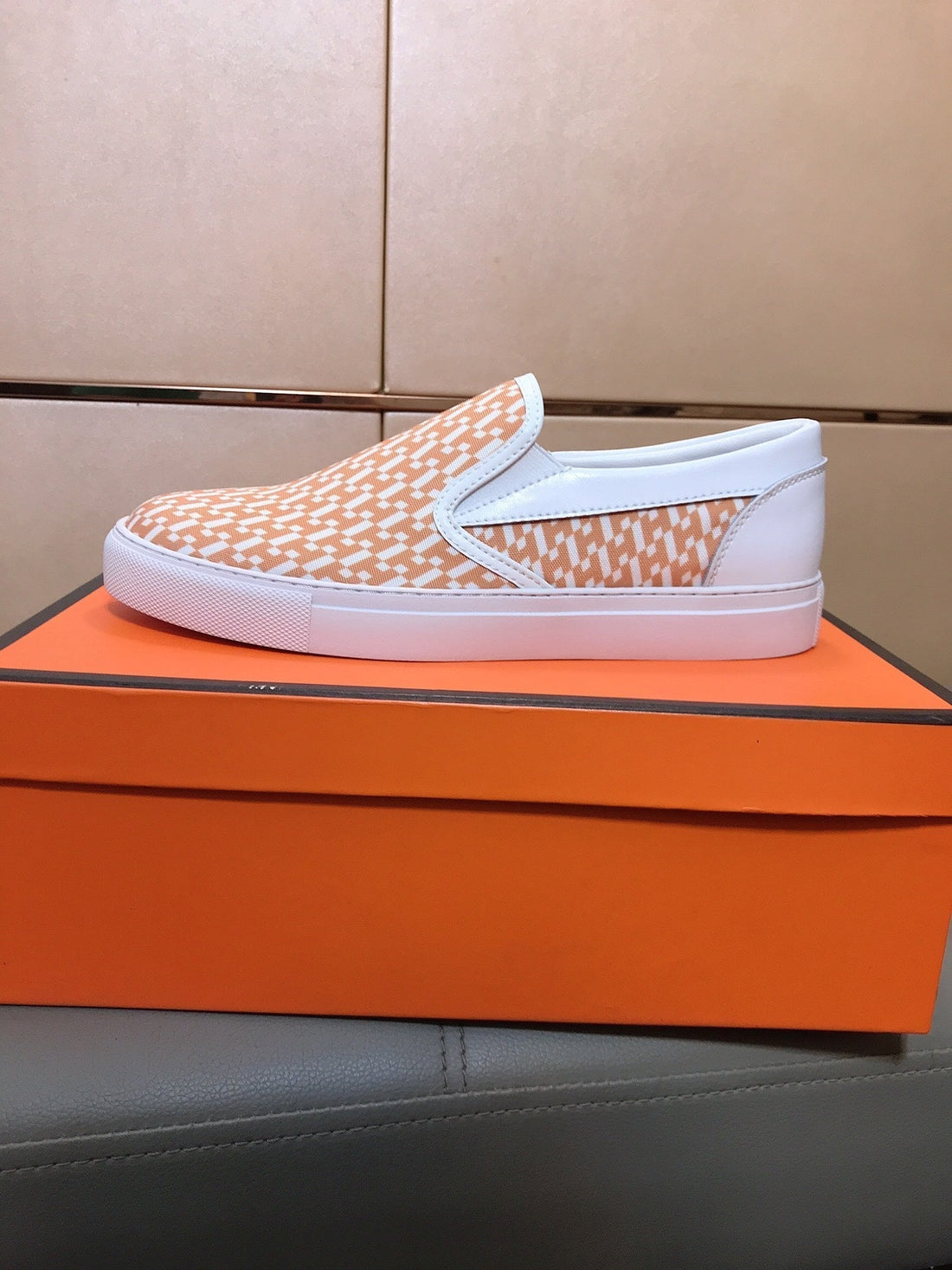 HM Men's Loafer Orange Printed Fabrics Rubber 590007