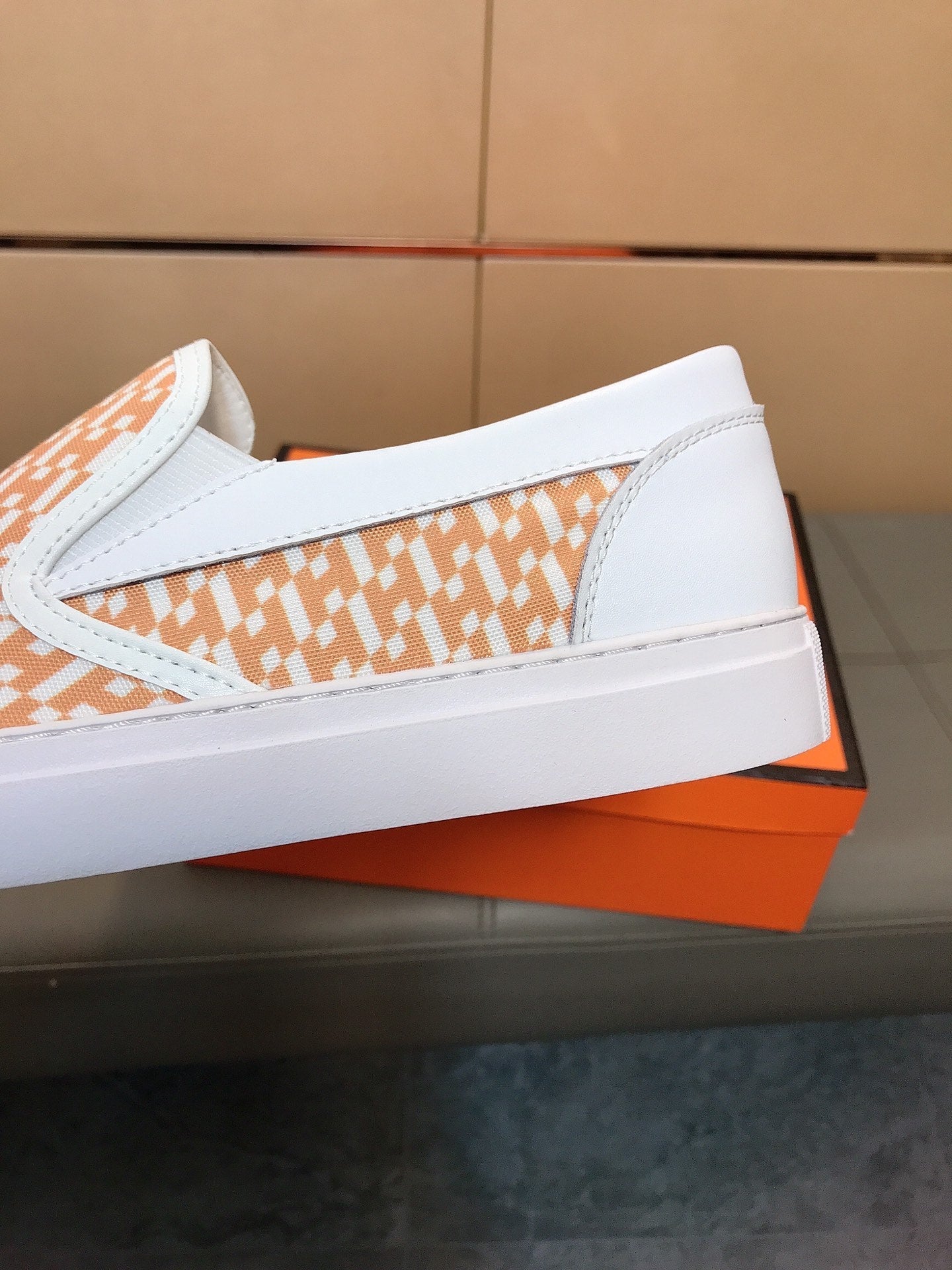 HM Men's Loafer Orange Printed Fabrics Rubber 590007