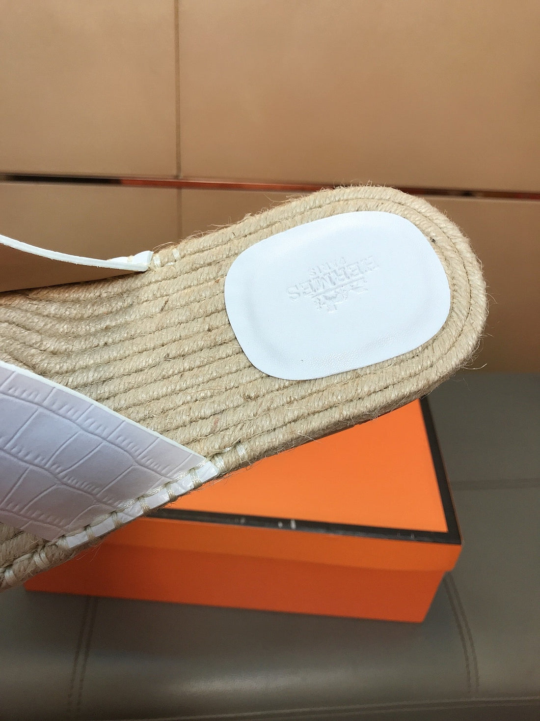 HM Men's Antigua Espadrille White Embossed Cowhide 704128