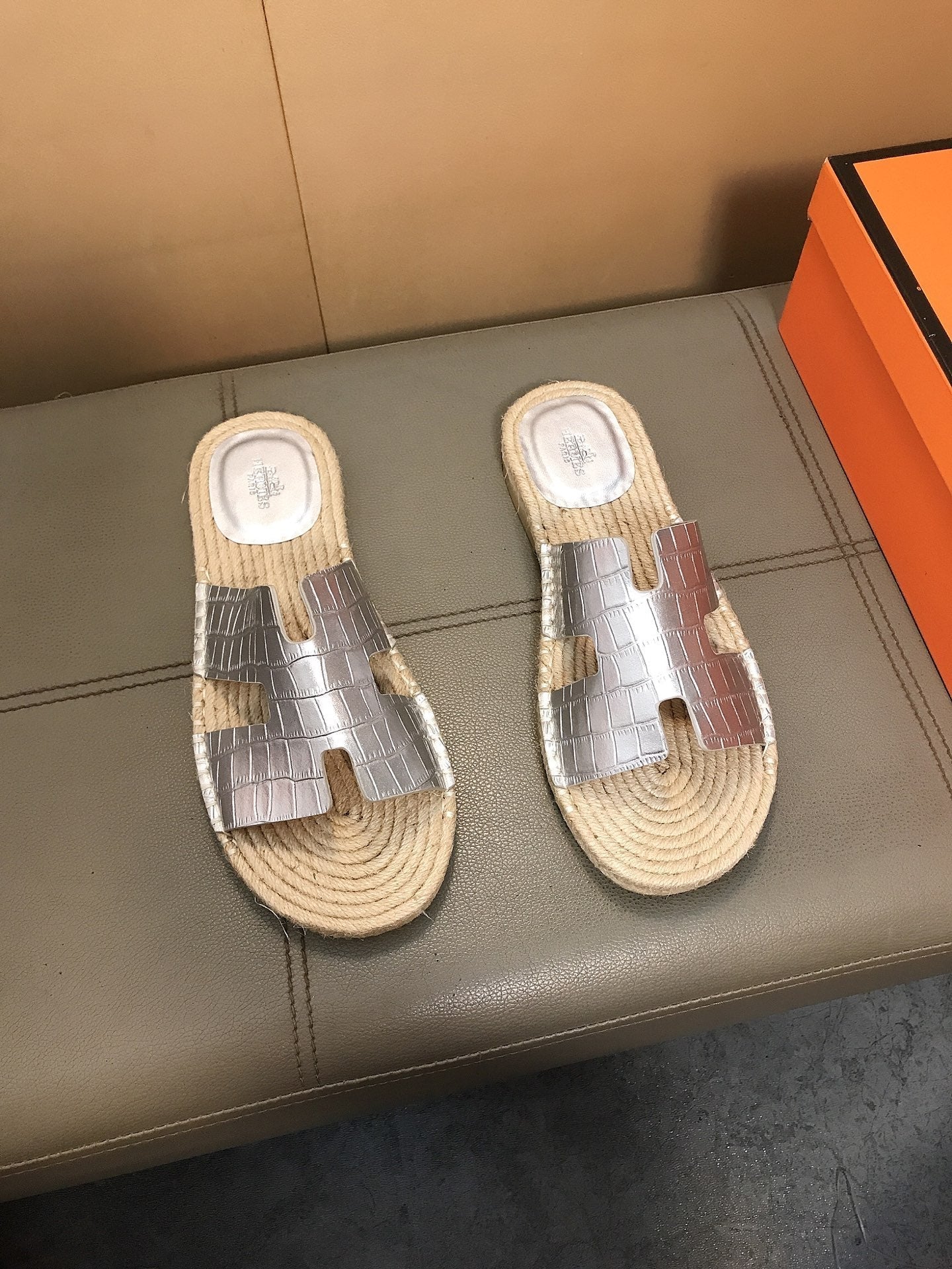 HM Men's Antigua Espadrille Silver Embossed Cowhide 704129