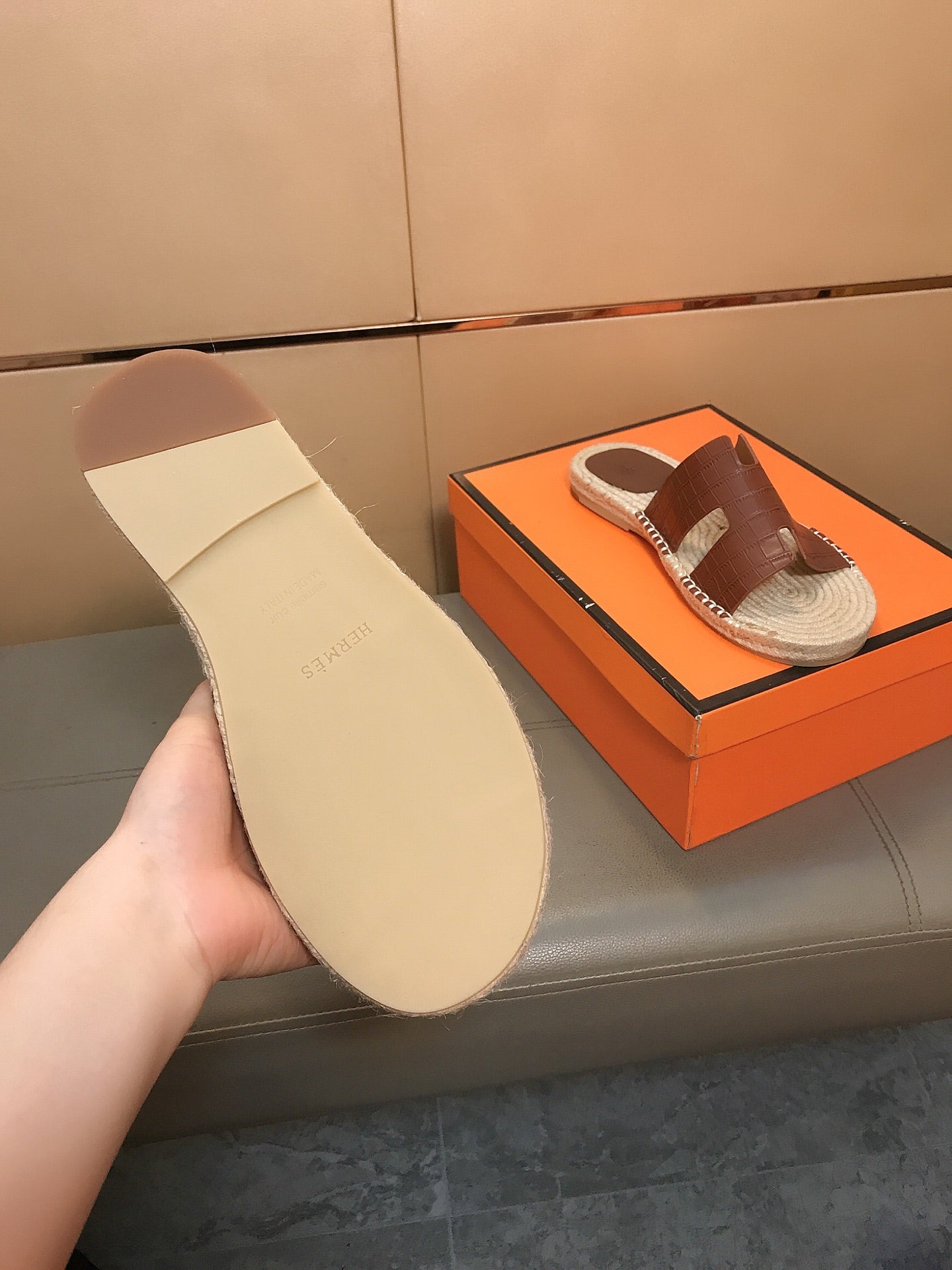 HM Men's Antigua Espadrille Brown Embossed Cowhide 704132