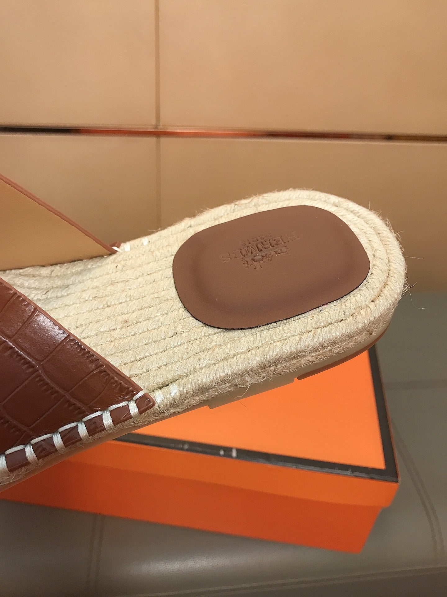 HM Men's Antigua Espadrille Brown Embossed Cowhide 704132