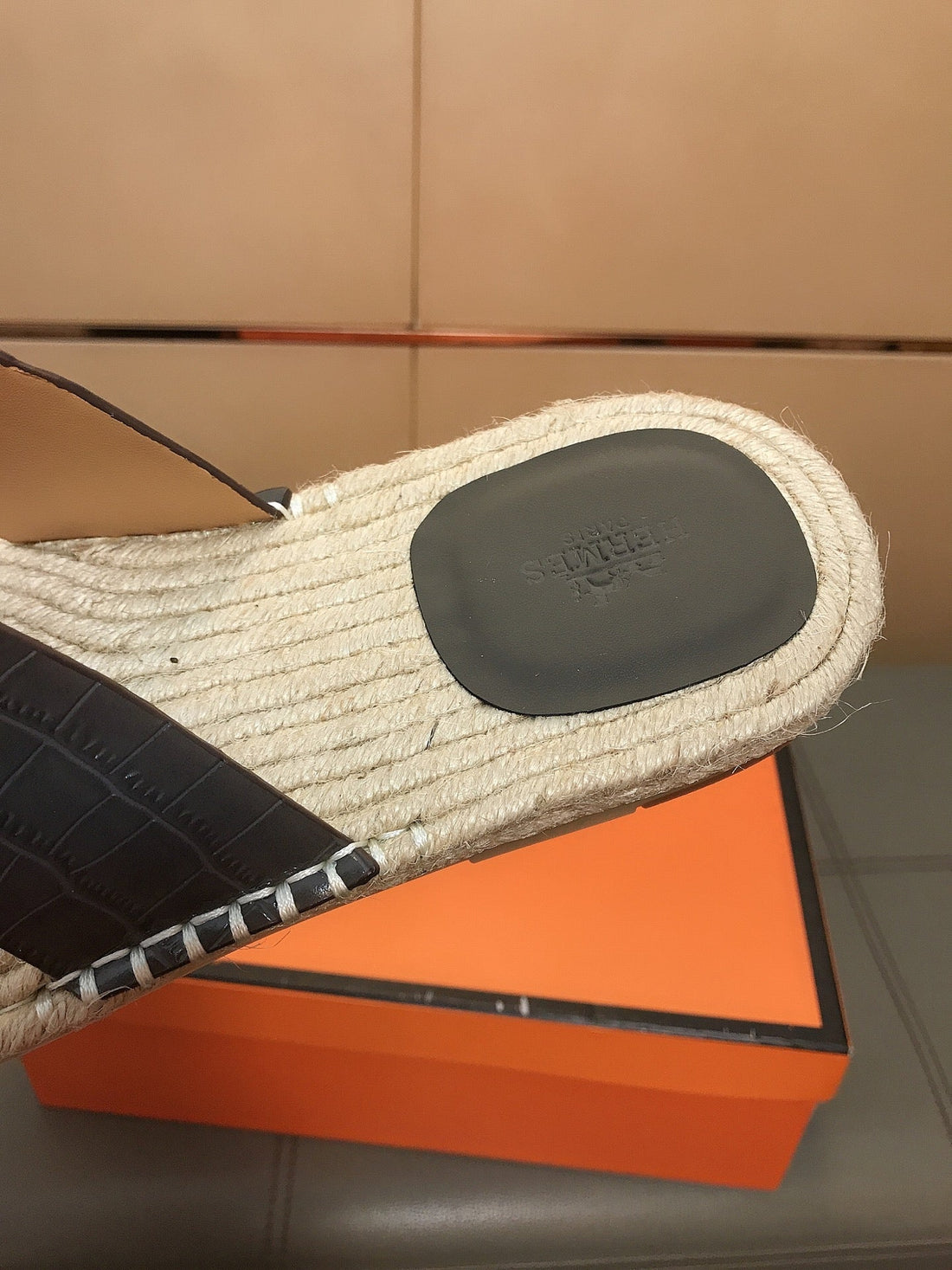 HM Men's Antigua Espadrille Dark Grey Embossed Cowhide 704136