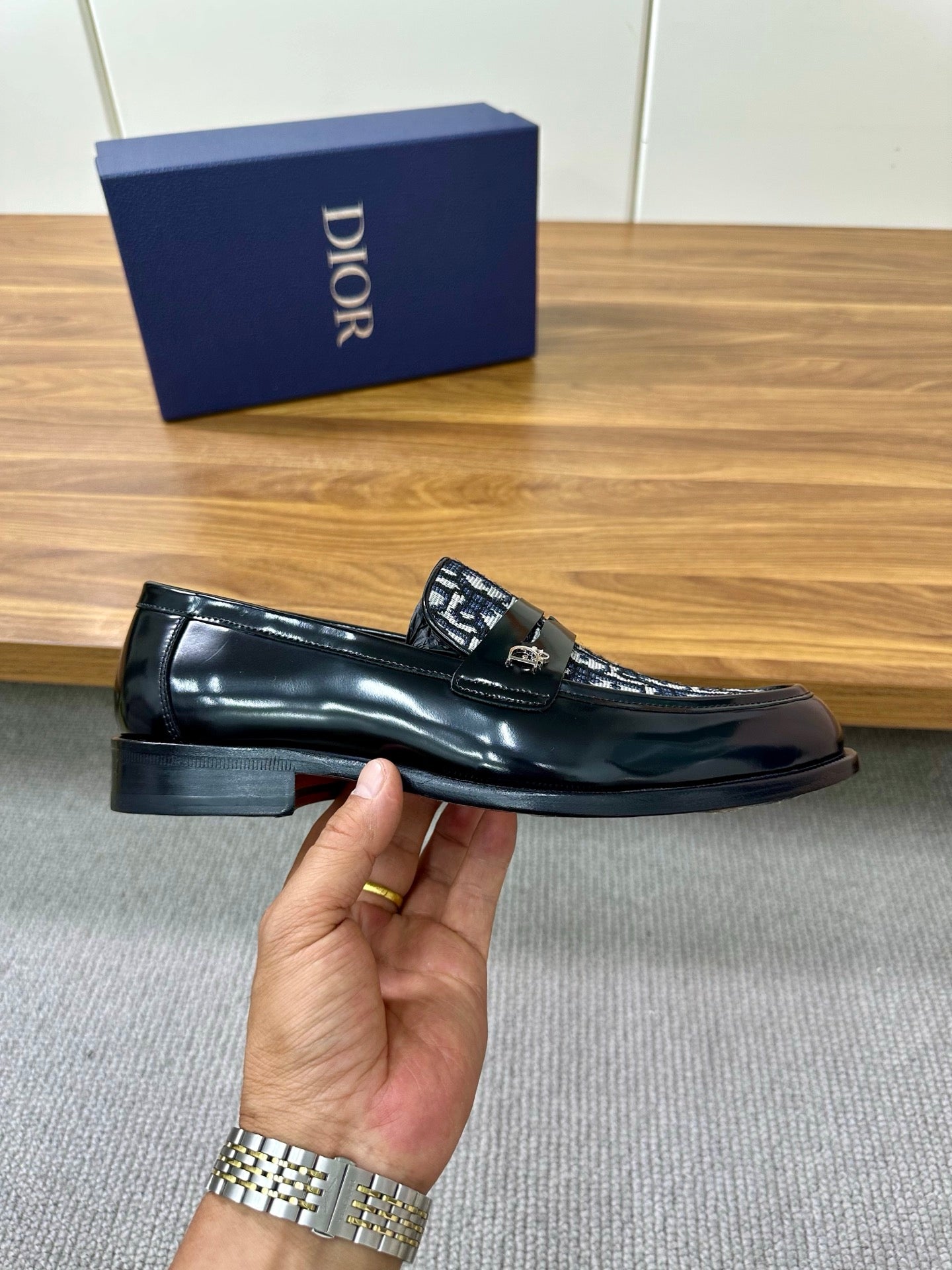 CD Timeless Loafer Black Technical Fabric Cowhide 638620