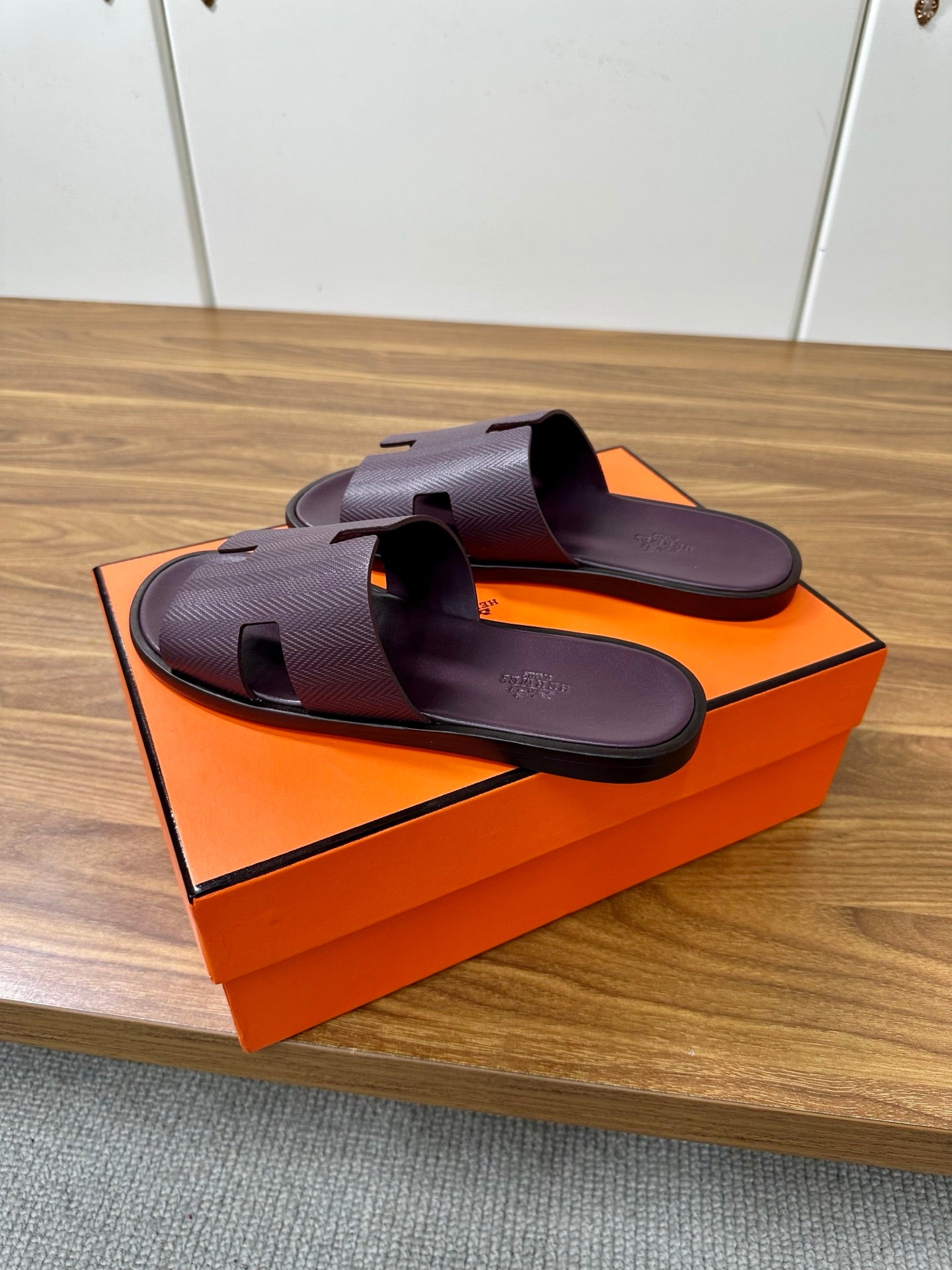 HM Men's Izmir Slide Sandals Purple Calfskin 672023